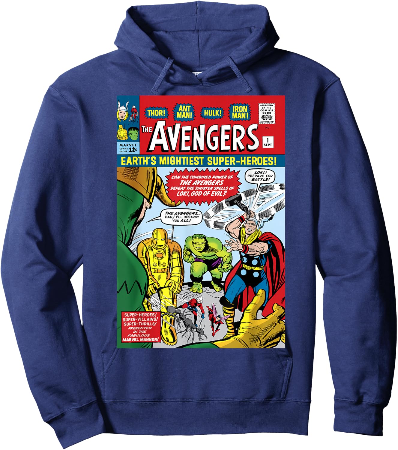Marvel Avengers First Issue Comic Cover Small Hoodie - Hoodie | Navy