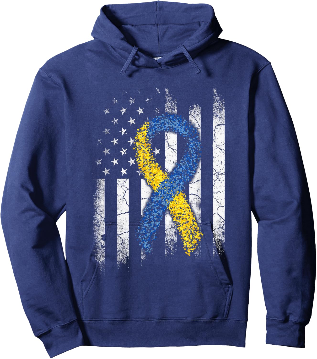 Down Syndrome Awareness US Flag Shirt Dad Mom Down Syndrome Hoodie - Hoodie | Navy