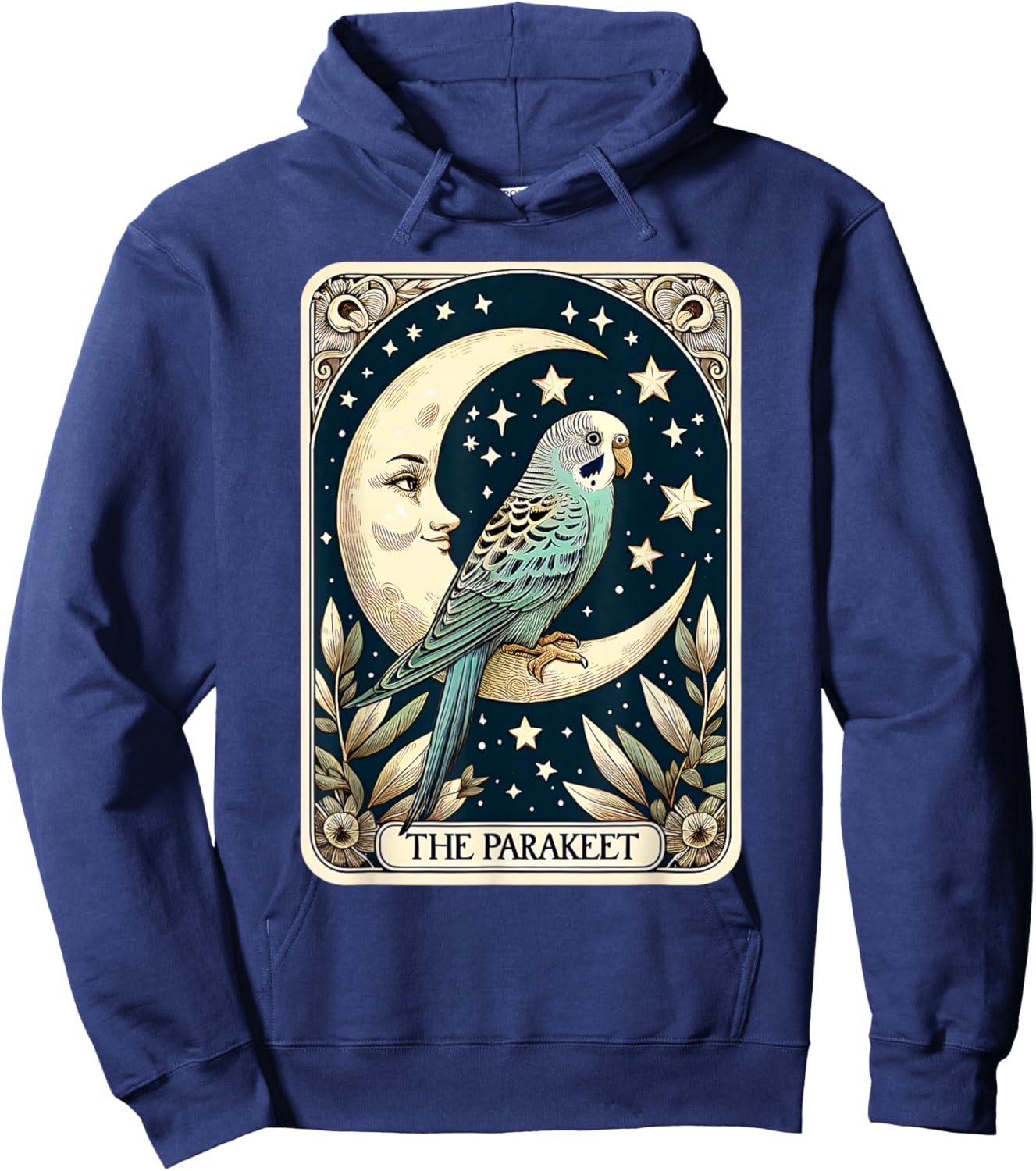 Cute Parakeet Tarot Card Star with the Moon Men Women Kids Hoodie - Hoodie | Navy