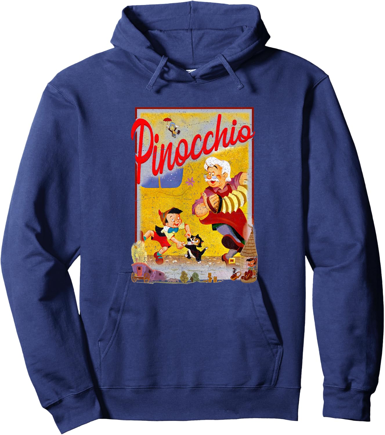 Disney Pinocchio Group Shot Classic Throwback Movie Poster Hoodie - Hoodie | Navy