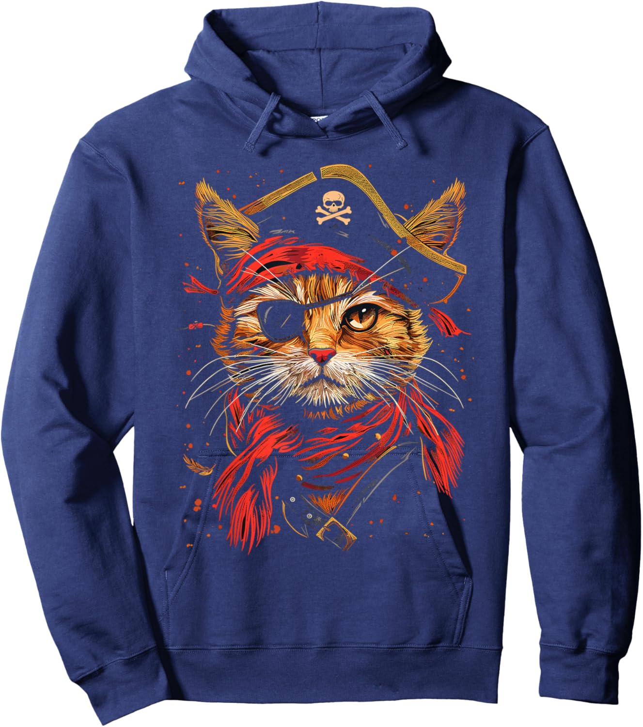Pirate Cat Funny Halloween Kitten Hoodie - Hoodie | Navy