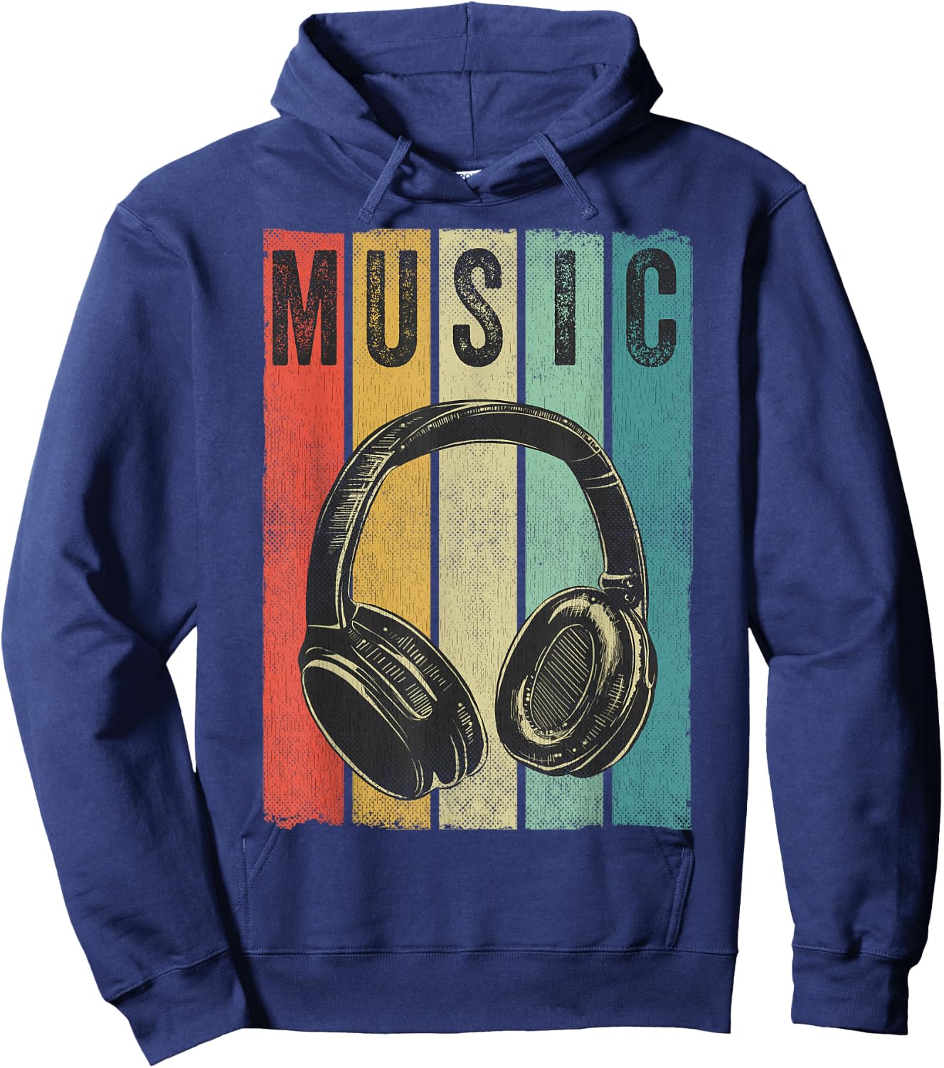 Electronic Music Lover DJ Gift Vintage Retro Headphones Small Hoodie - Hoodie | Navy