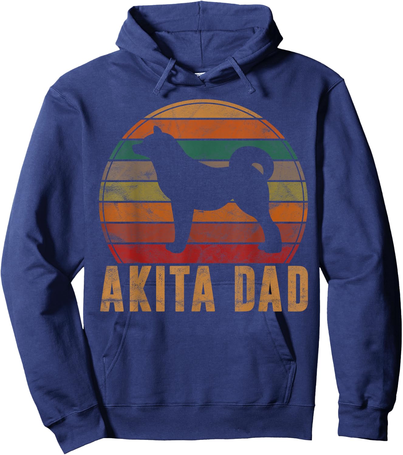 Retro Akita Dad Gift Akita Daddy Dog Owner Pet Father Hoodie - Hoodie | Navy