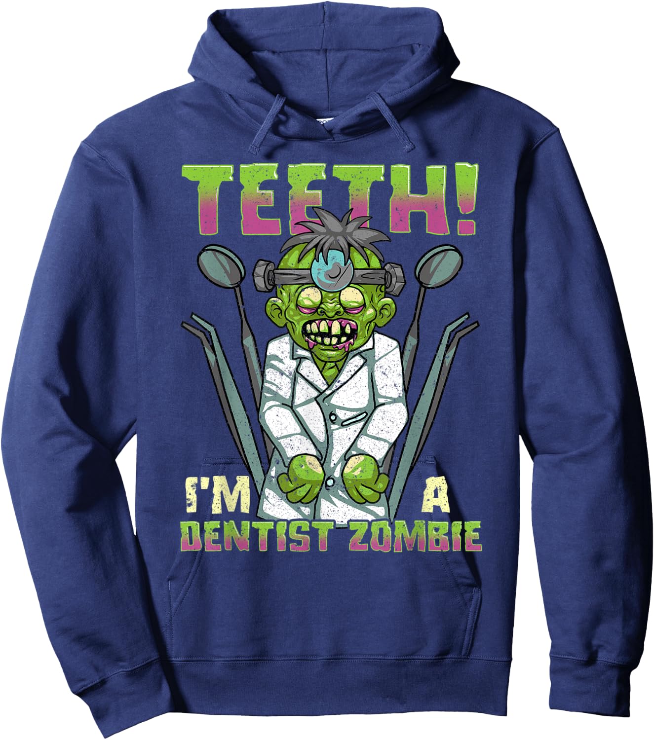 Funny Halloween Dentist Zombie Dental Hygienist Assistant Hoodie - Hoodie | Navy