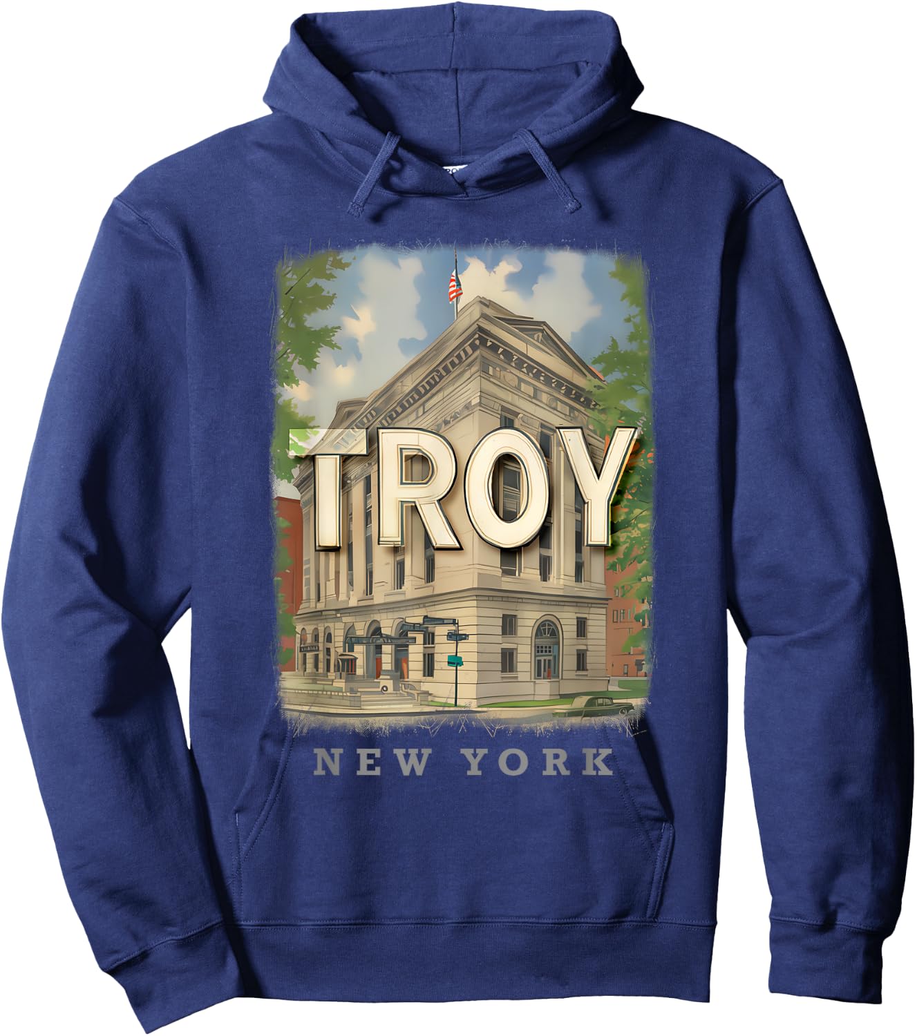 Troy New York NY Historic Architecture SD581 Hoodie - Hoodie | Navy