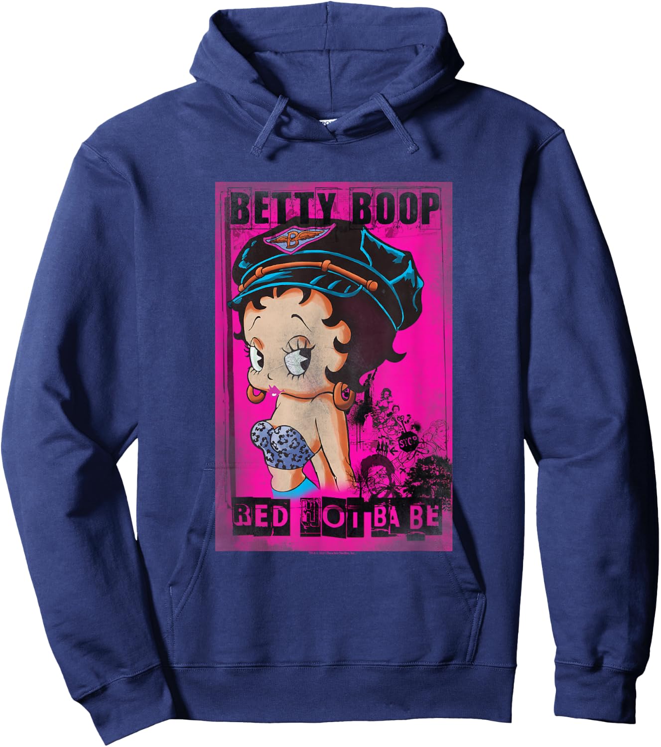 Betty Boop Red Hot Biker Betty Hoodie - Hoodie | Navy