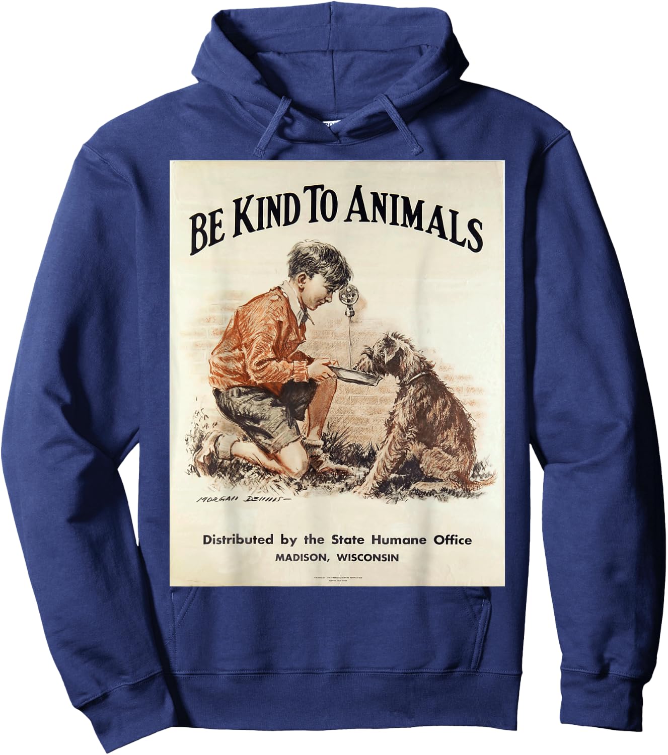 Be Kind To Animals Retro Vintage Hoodie - Hoodie | Navy