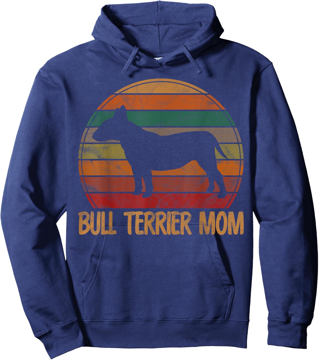 Retro Bull Terrier Mom Gift Bully Dog Owner Mother Pet Mama Hoodie - Hoodie | Navy