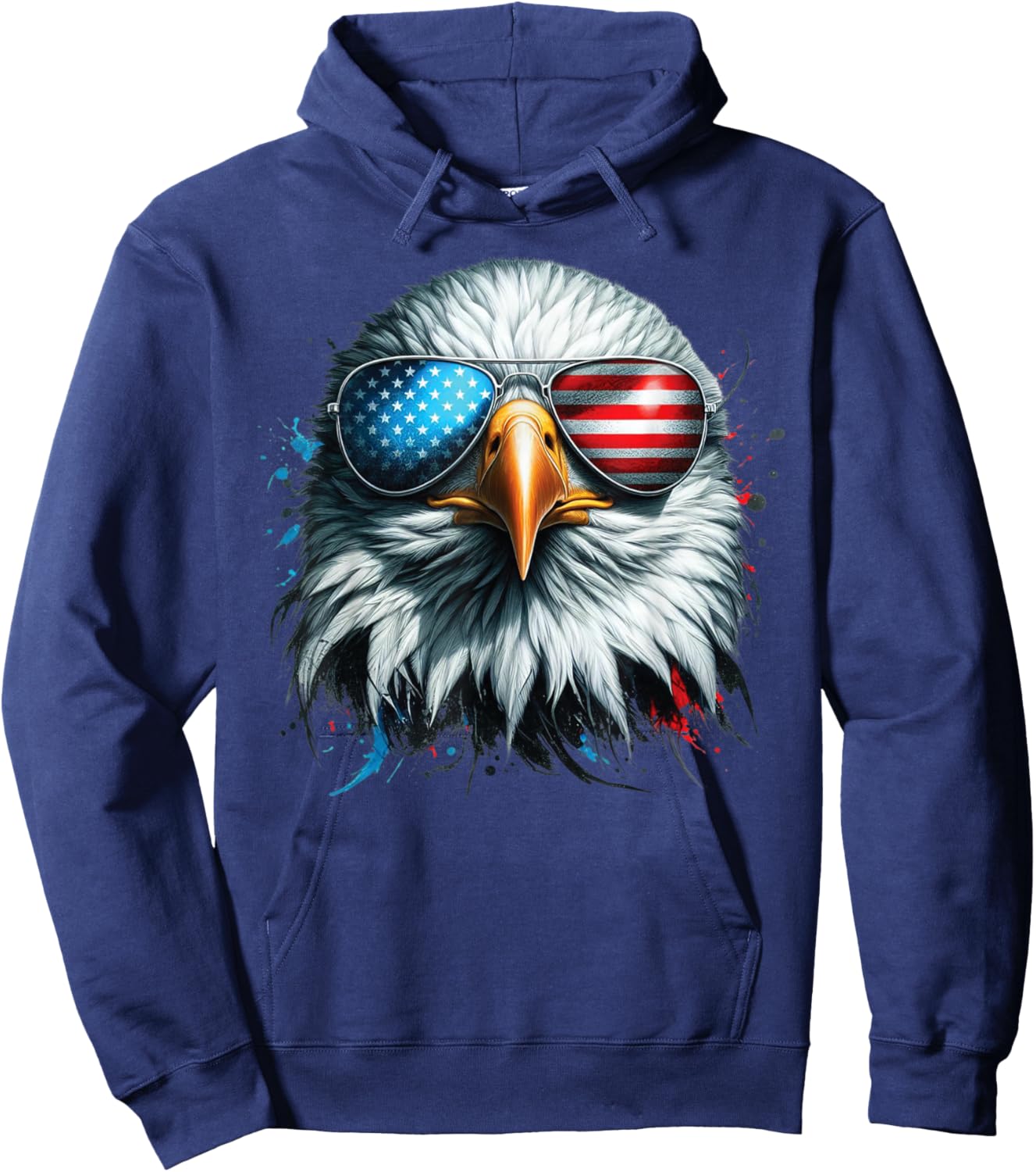 Cool Bald Eagle American Sunglasses Patriotic Man Funny Hoodie - Hoodie | Navy