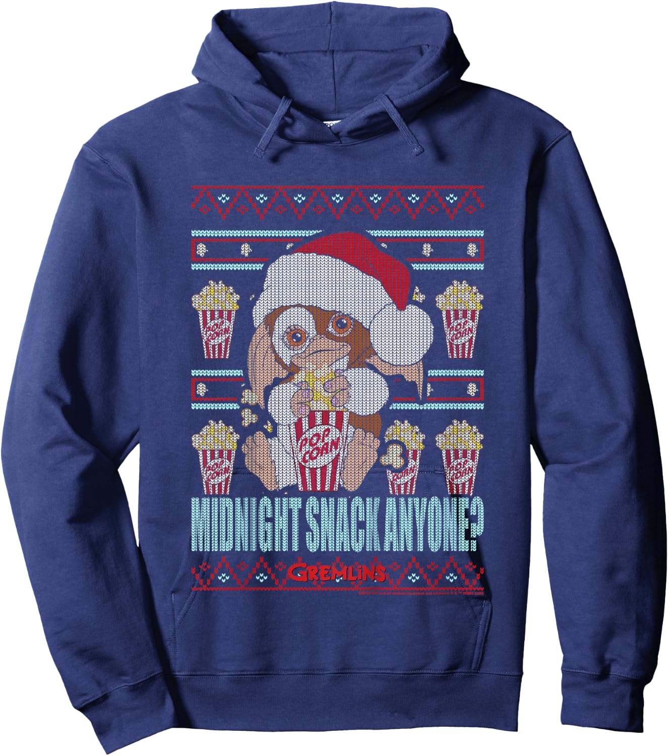 Kids Gremlins Christmas Midnight Snack Anyone Ugly Sweater Hoodie - Hoodie | Navy