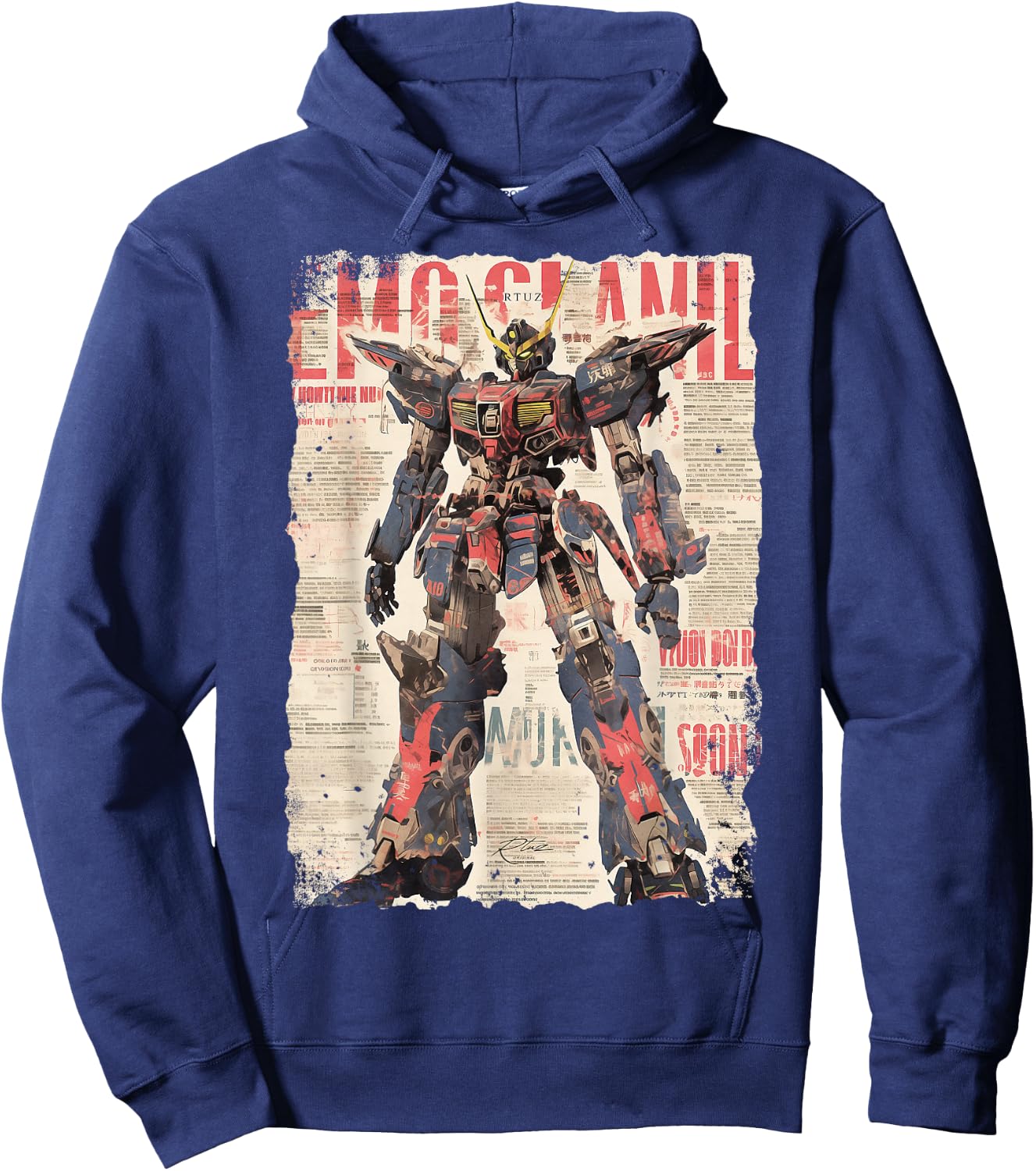 Hip Hop Y2K Vintage Hipster Edgy Urban Streetwear Robot Hoodie - Hoodie | Navy