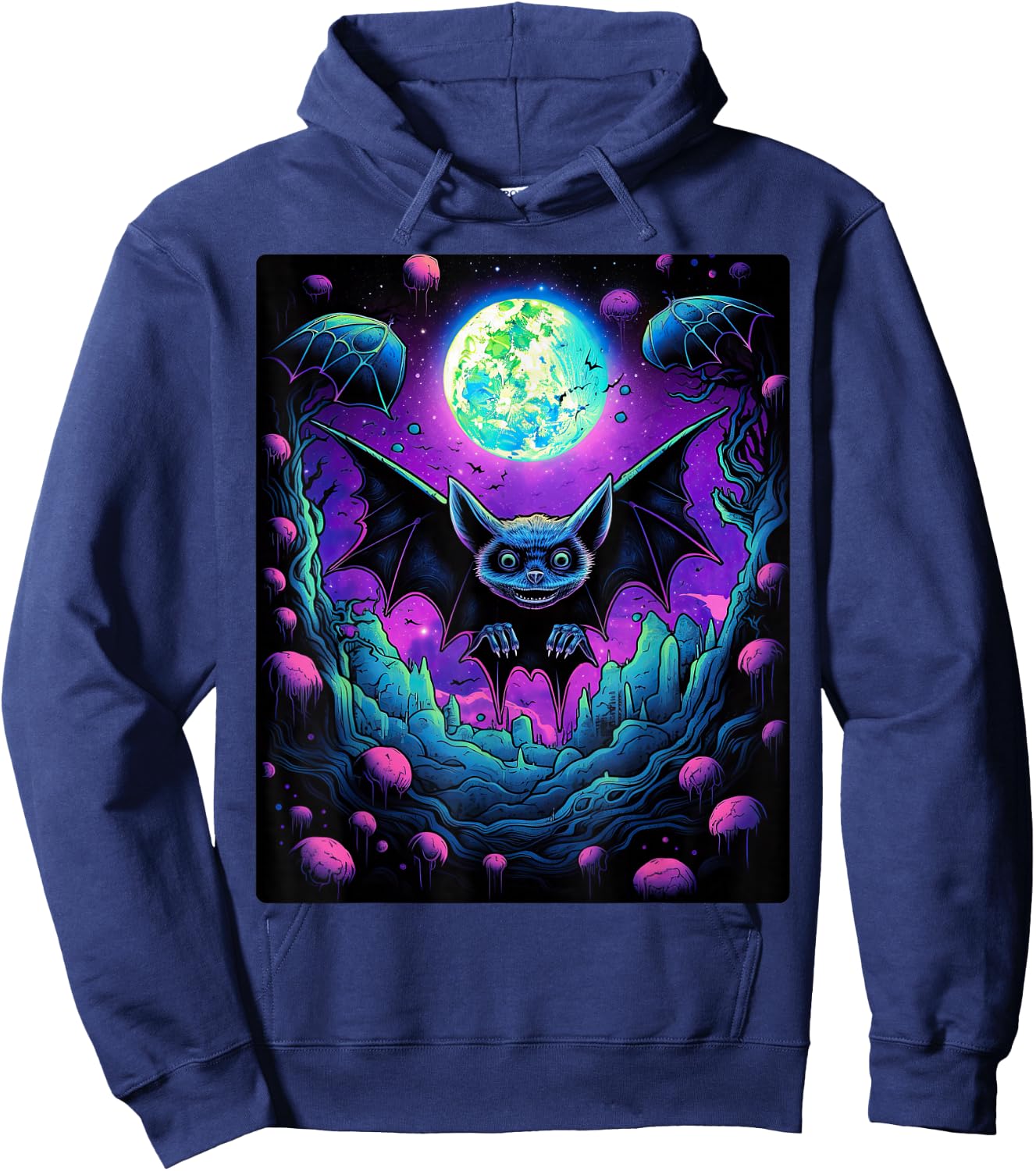 Gothic Bat Spooky Bats Pattern Moon Night Hoodie - Hoodie | Navy