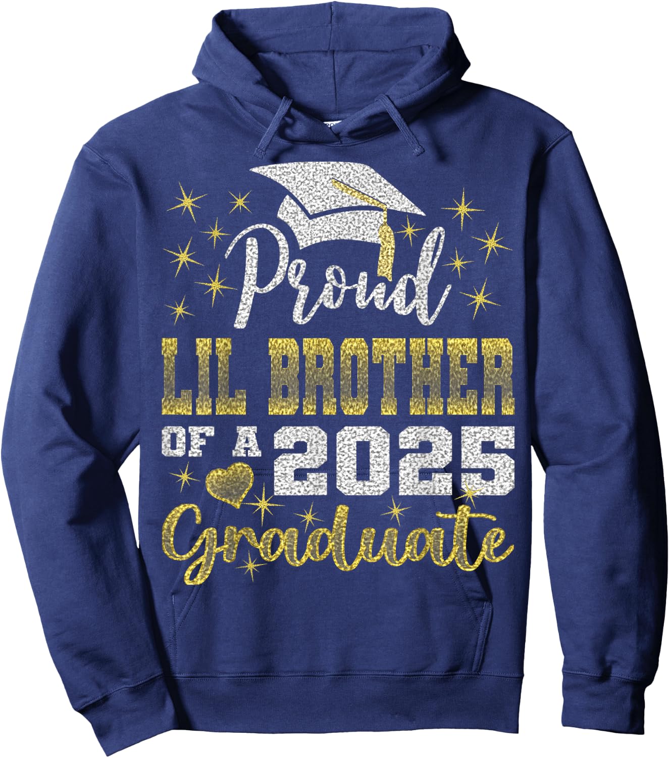 Super Proud Little Brother of 2025 Graduate Awesome Family Hoodie - Hoodie | Navy