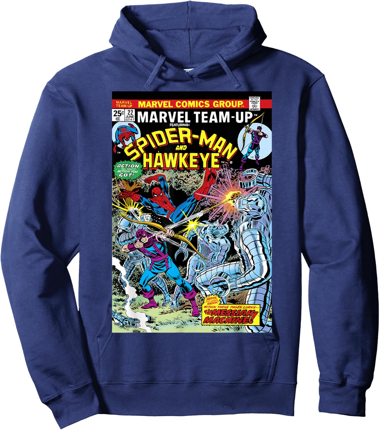 Marvel Team-Up Spider-Man & Hawkeye Comic Cover Small Hoodie - Hoodie | Navy