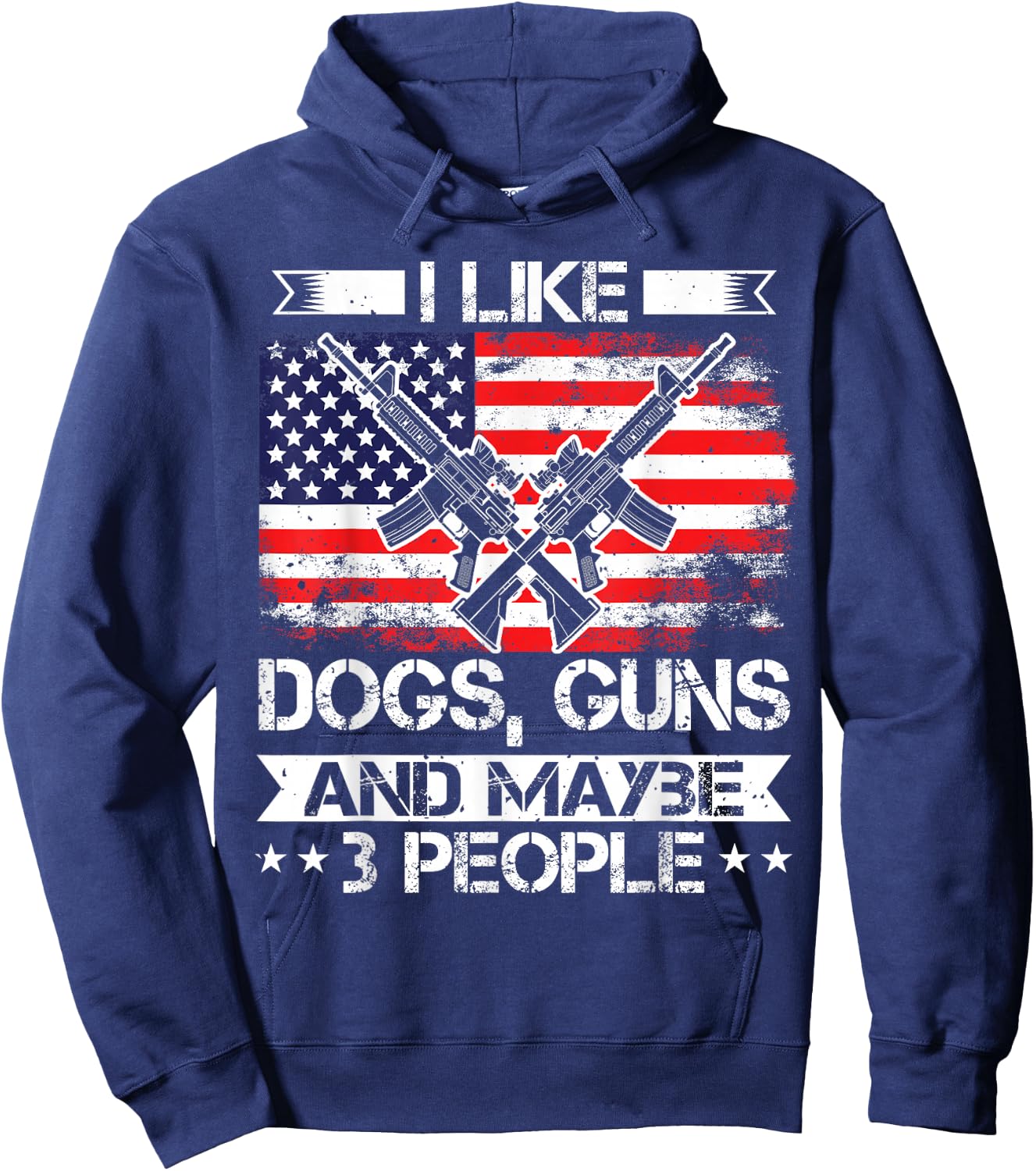 Dog Owner, I Like Guns & Dogs, US Flag Patriotic Gun Lover Hoodie - Hoodie | Navy