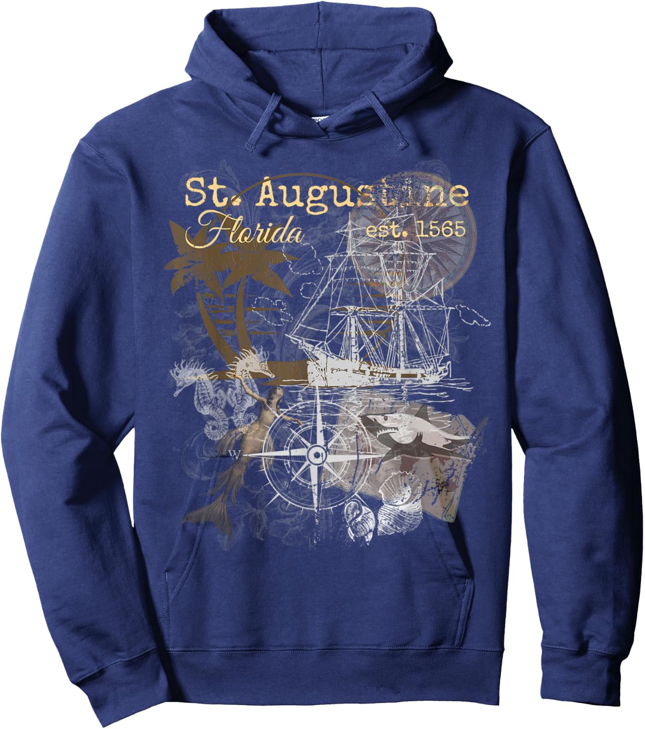 Vintage St Augustine Florida Shirt Old Historic 1565 Hoodie - Hoodie | Navy