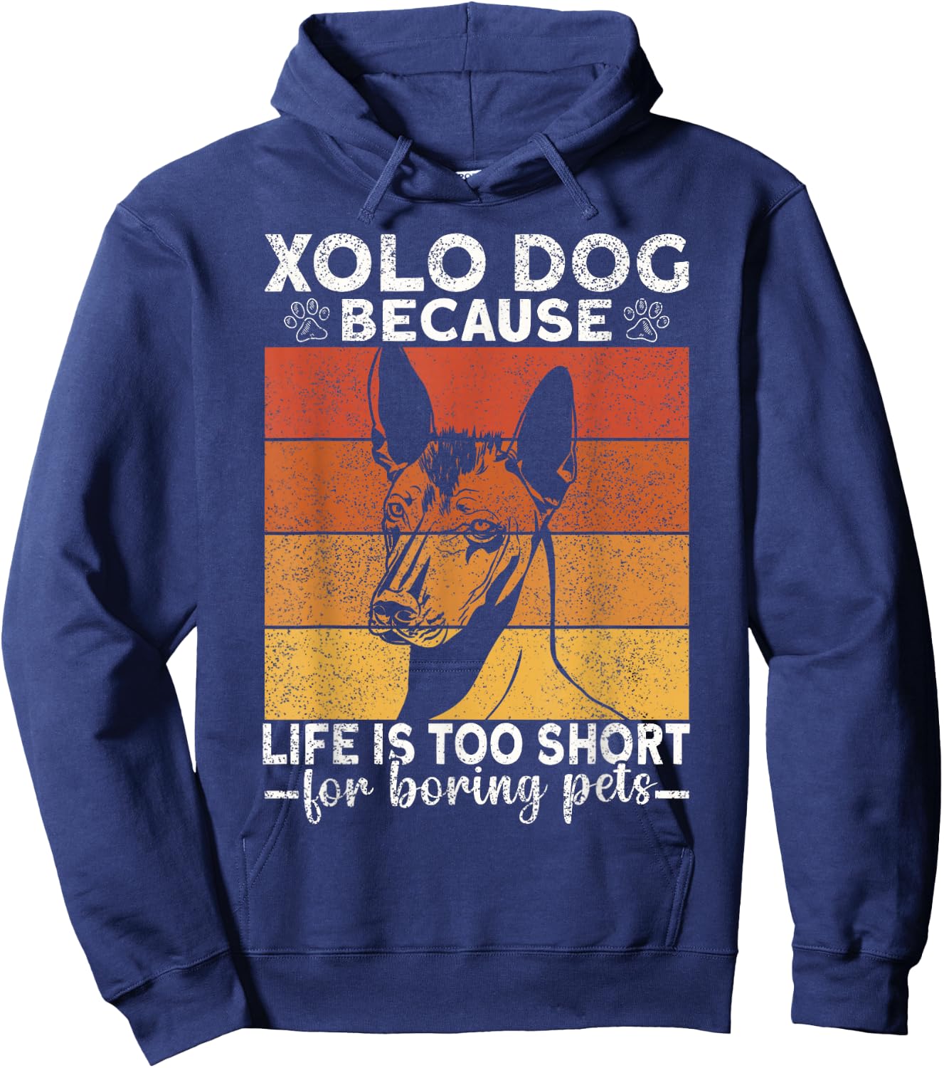 Xolo Dog Mexican Hairless Coated Lover Puppy Xoloitzcuintli Hoodie - Hoodie | Navy