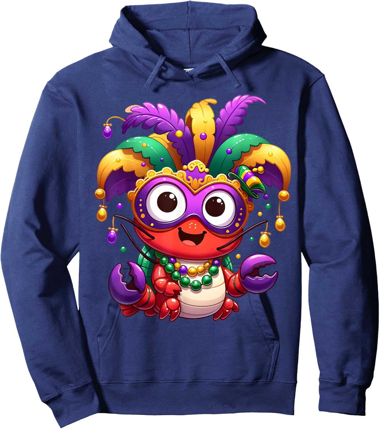 Carnival NOLA Party Crawfish Boil Mardi Gras Costume Masquerade Men Women Kids , Small Hoodie - Hoodie | Navy