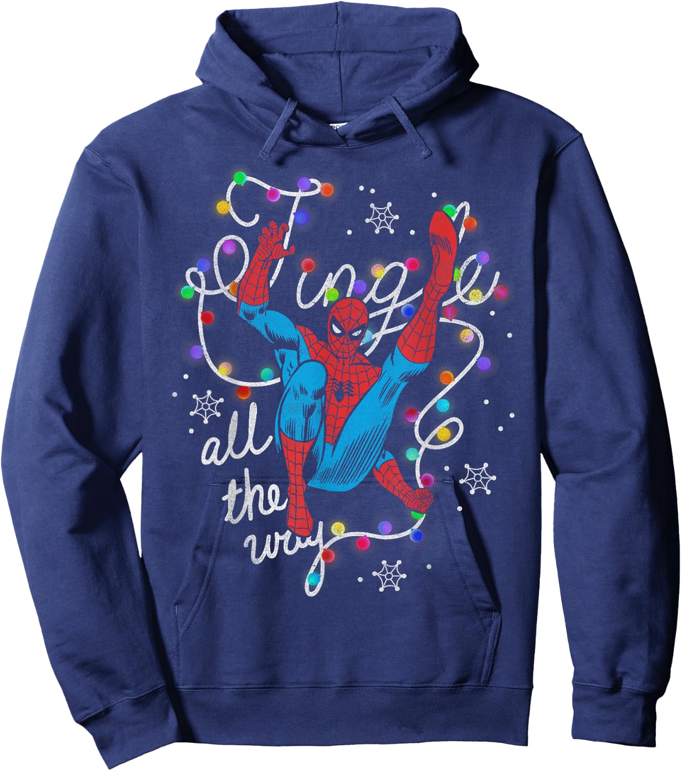 Marvel Christmas Spider-Man Jingle All The Way Action Pose Hoodie - Hoodie | Navy