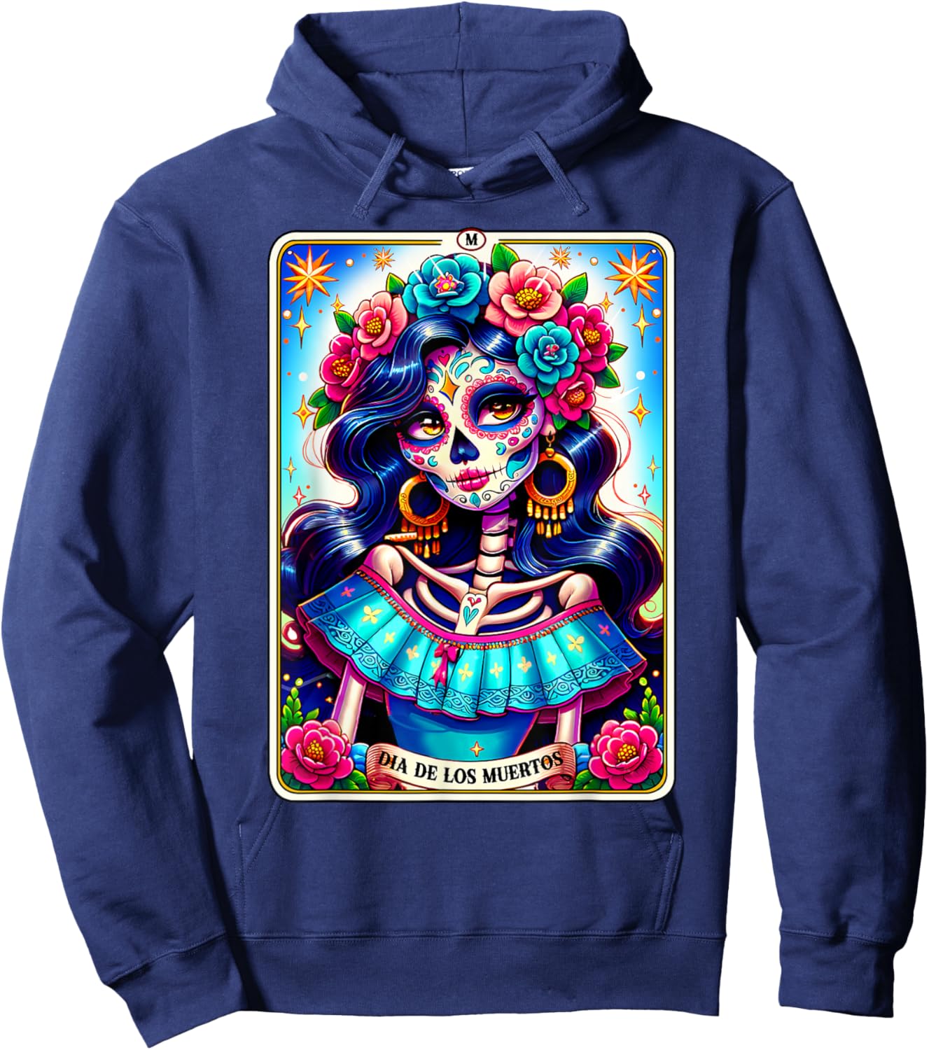 Tarot Card Dia De Los Muertos Woman Catrina Day Of The Dead Hoodie - Hoodie | Navy