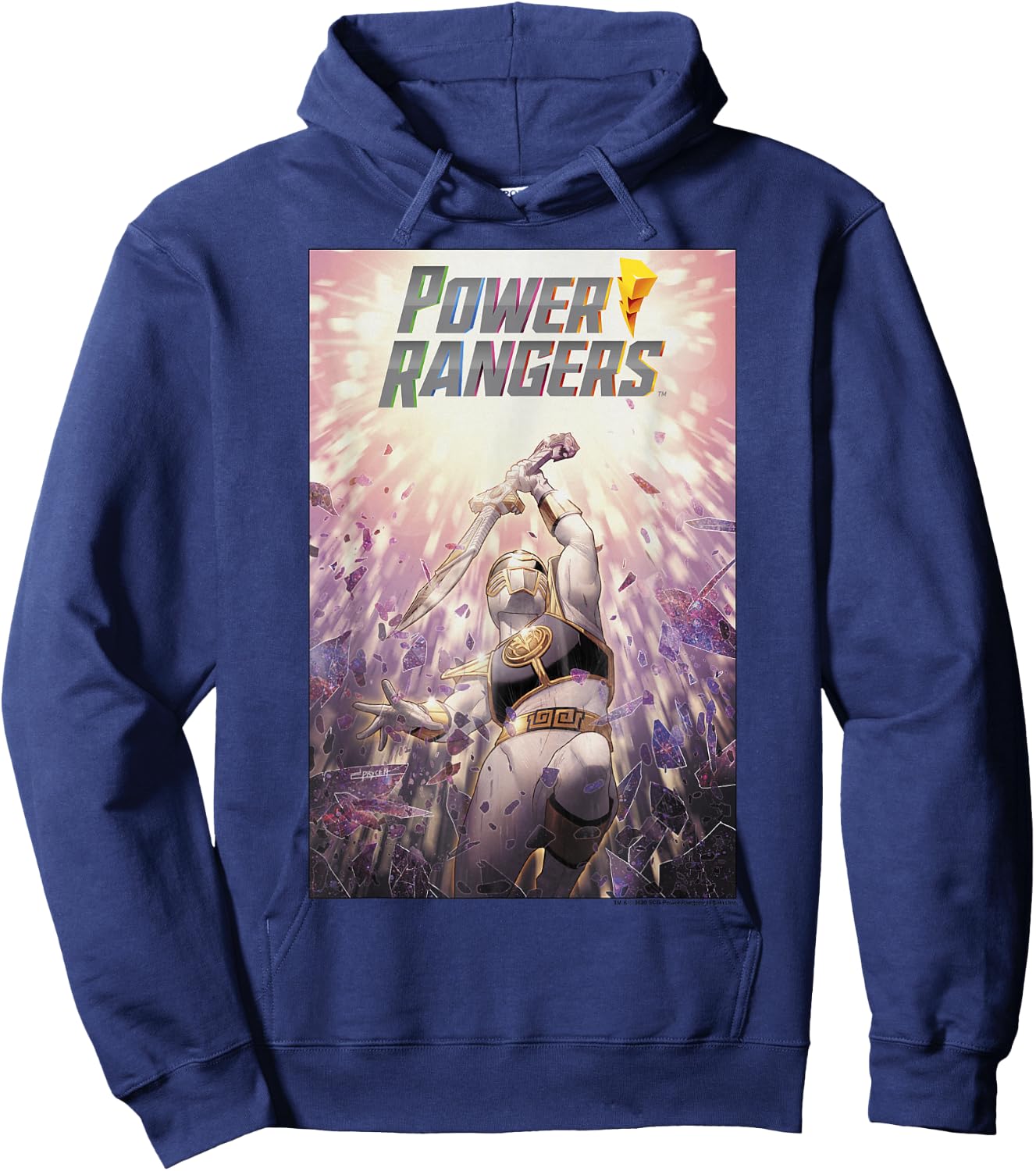 Power Rangers Mighty Morphing Group Battle Comic Poster Hoodie - Hoodie | Navy