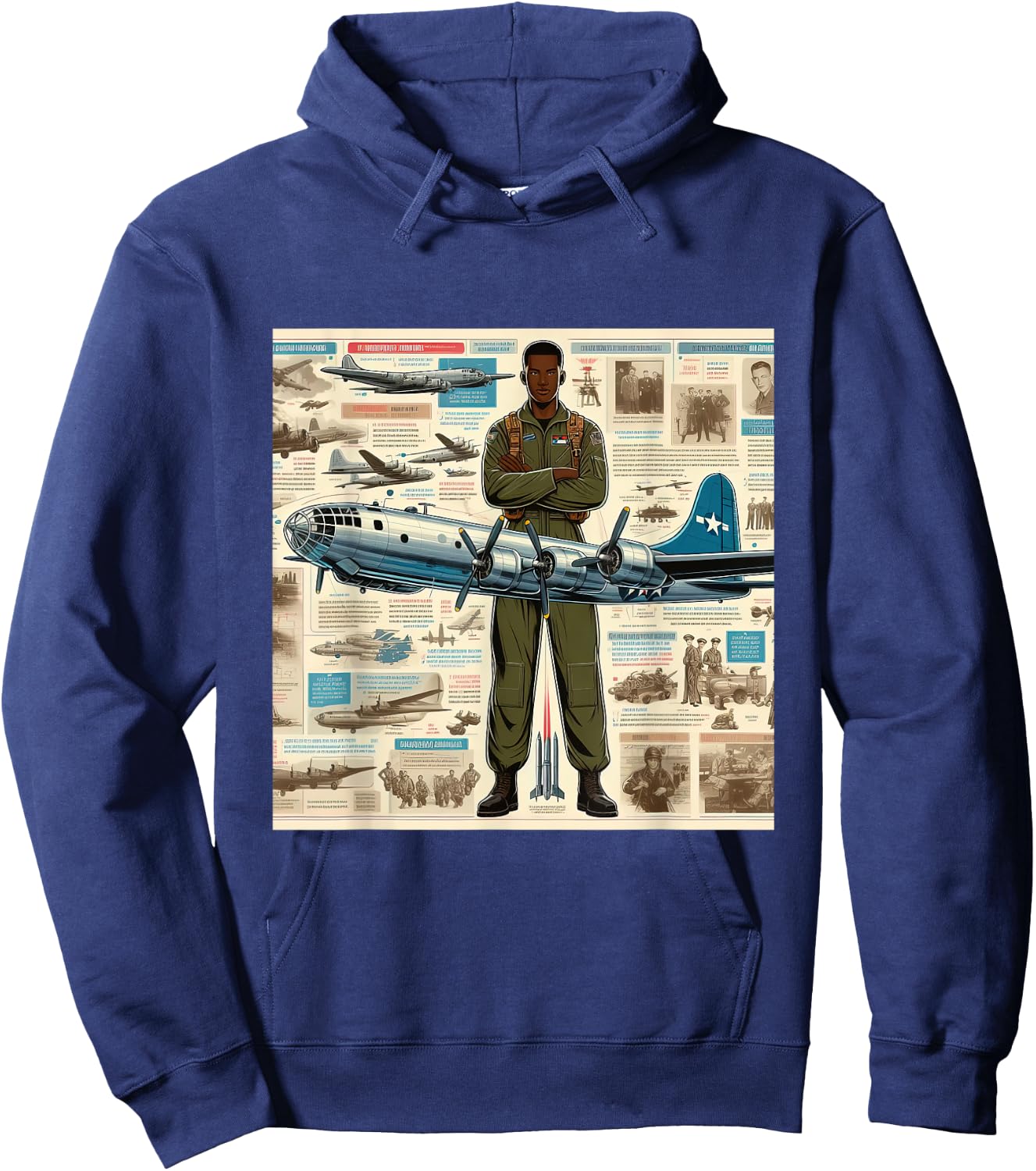 B29 Superfortress WW2 Warplane Airplane Infographics Hoodie - Hoodie | Navy