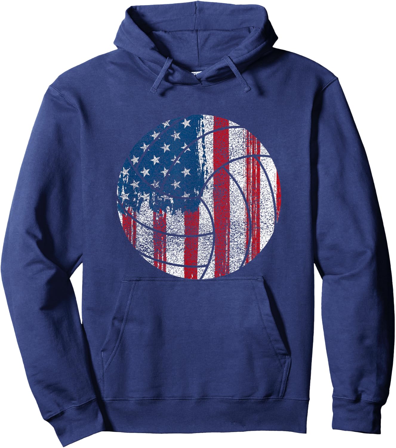 Patriotic Volleyball-American Flag Volleyball USA Hoodie - Hoodie | Navy