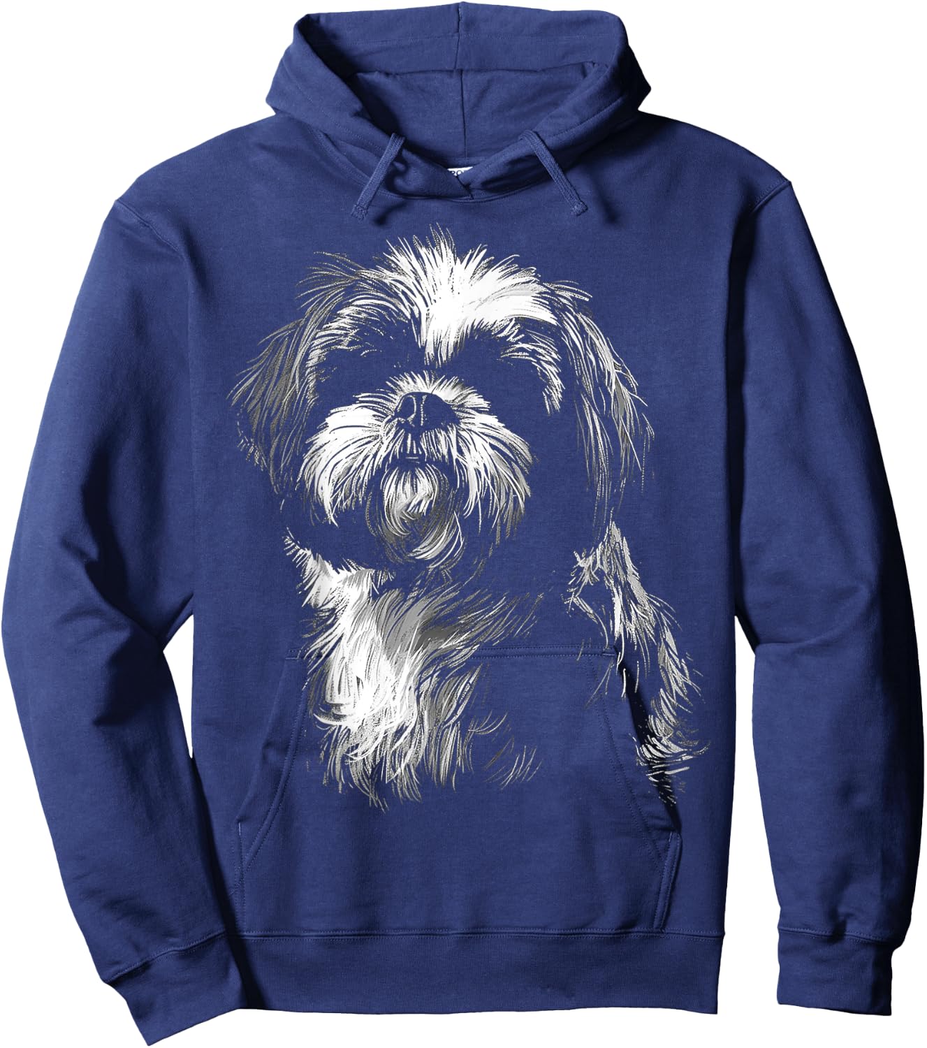 Dog Lover Cute Drawing Animal Pet Art Graphic Shih Tzu Women Kids Hoodie - Hoodie | Navy