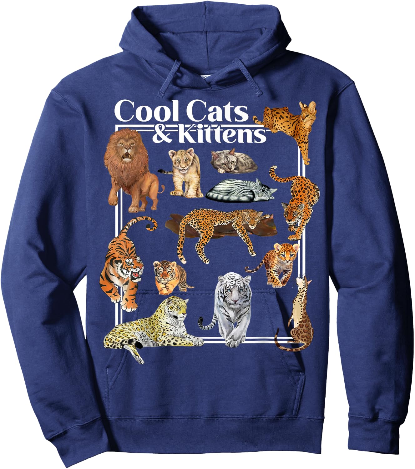 Cat Tiger Lion Leopard Feline Funny Gifts Women Kids Hoodie - Hoodie | Navy
