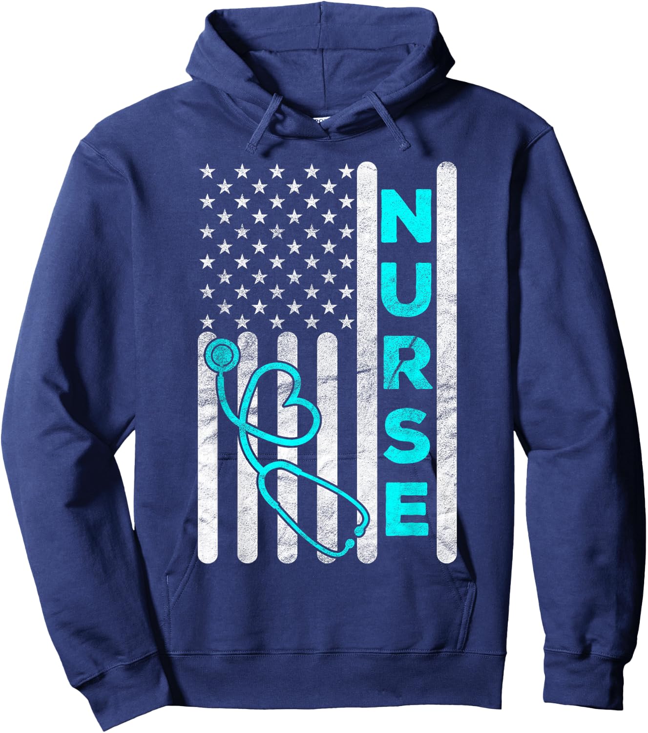 Nurse American Flag RN LPN CNA Stethoscope Graduation Gifts Hoodie - Hoodie | Navy