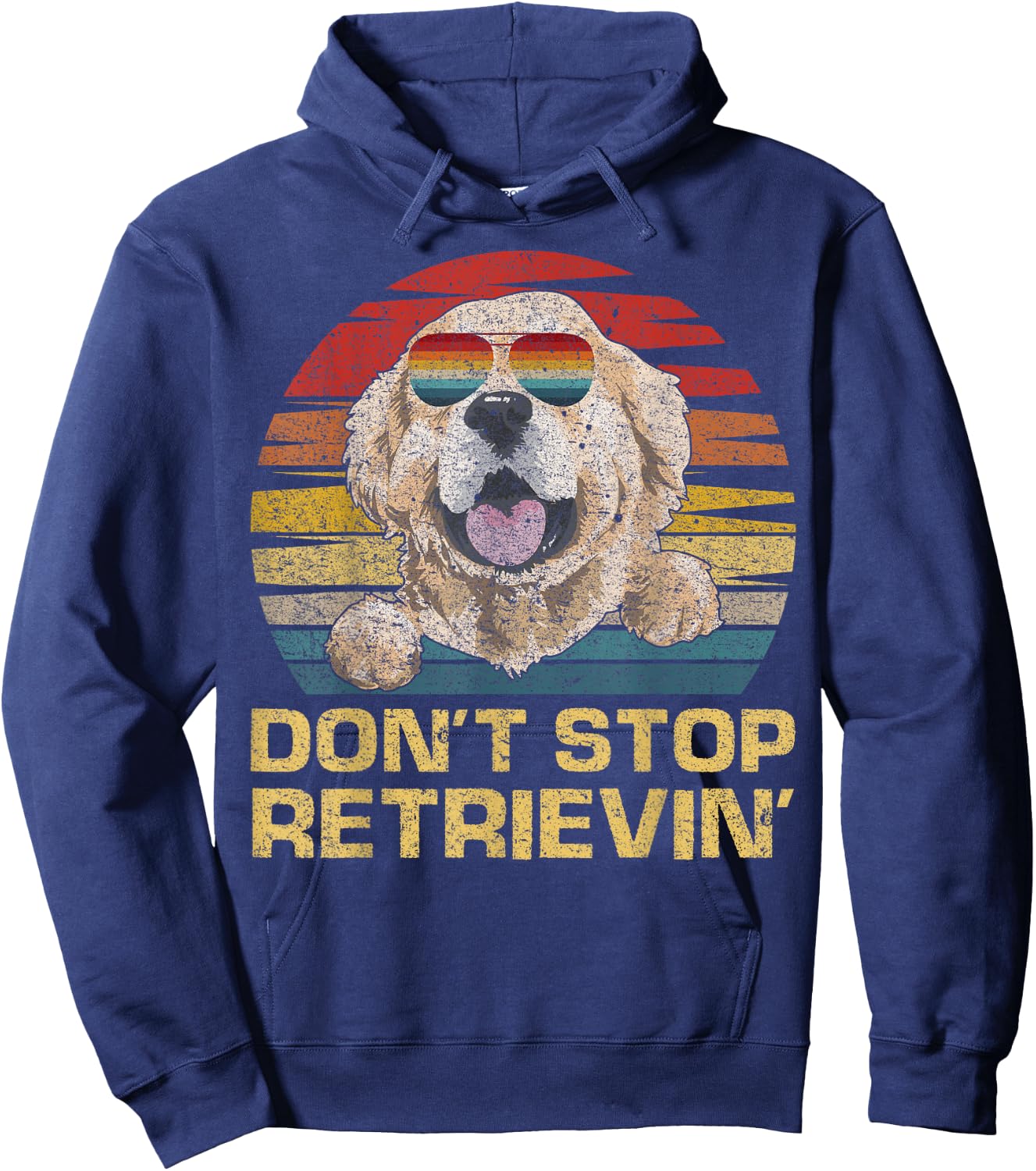 Don't Stop Retrieving Retro Vintage Golden Retriever Dog Hoodie - Hoodie | Navy