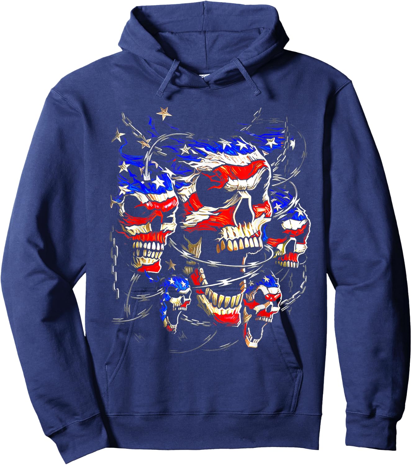 USA Patriotic American Flag Goth Evil Skulls Skeletons Men Hoodie - Hoodie | Navy