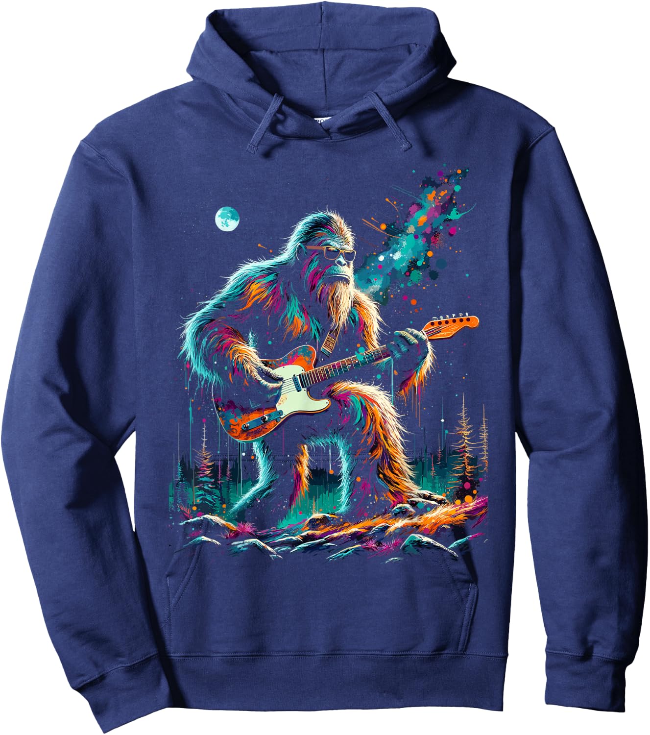 Guitar Sasquatch Bigfoot Rock Music Band Funny Sasquatch Hoodie - Hoodie | Navy
