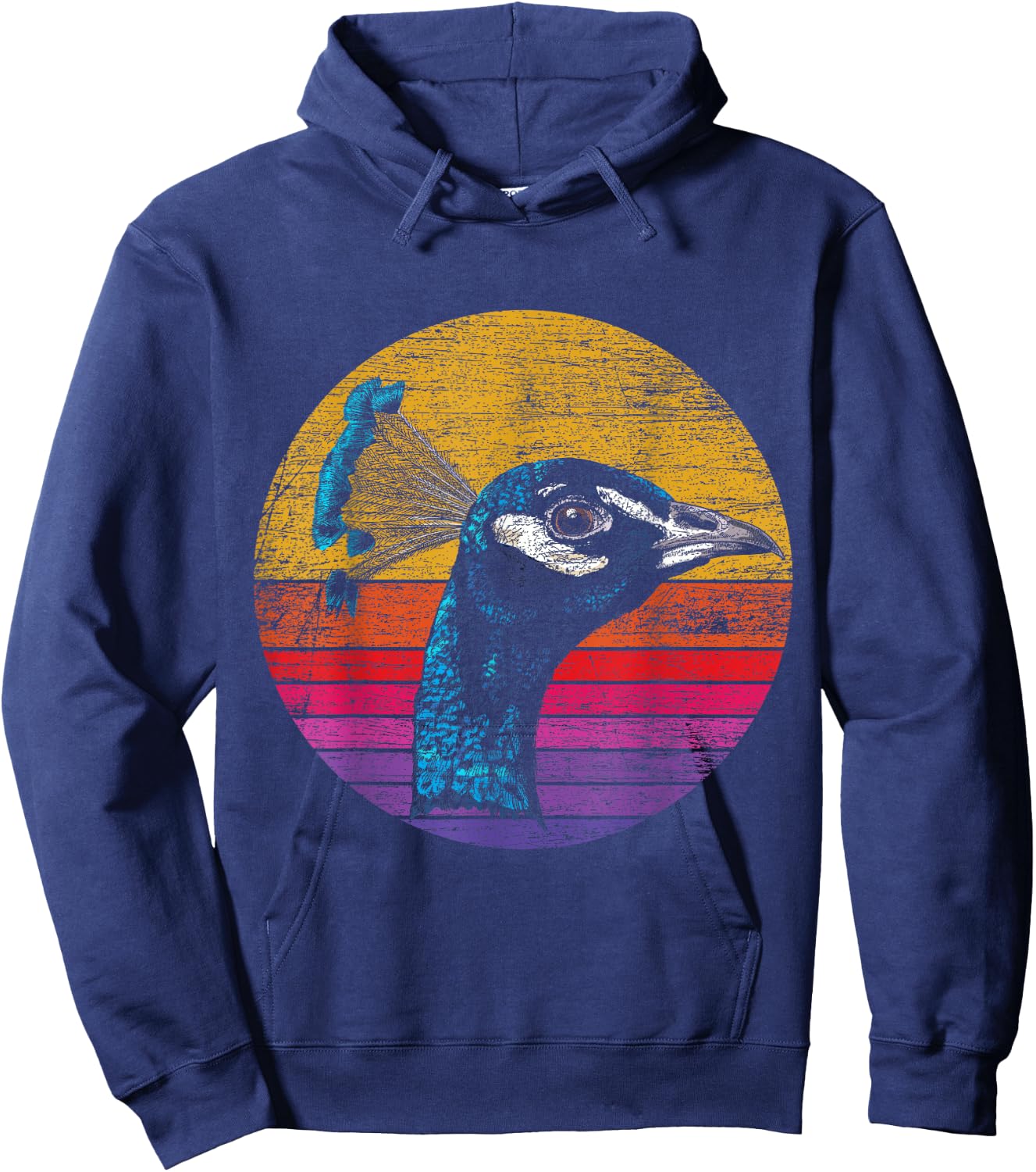 Retro Peacock Hoodie - Hoodie | Navy