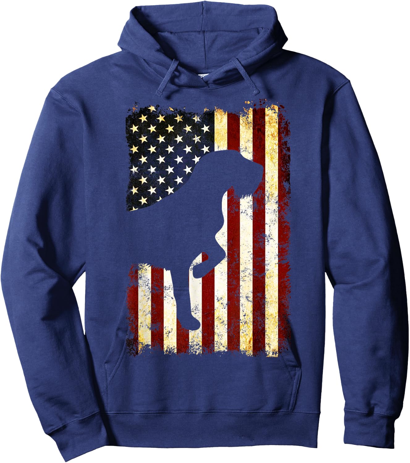Wirehaired Pointing Griffon Silhouette American Flag Hoodie - Hoodie | Navy