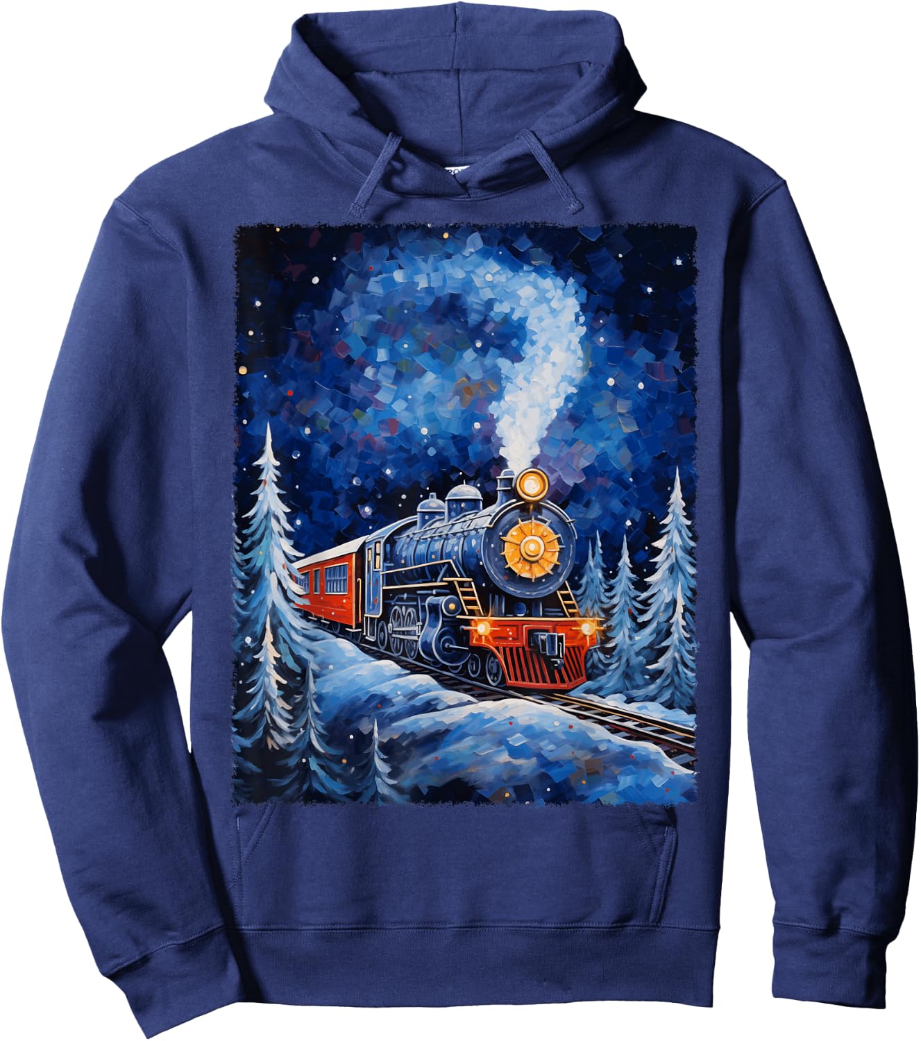 Steam Locomotive Van Gogh Style Hoodie - Hoodie | Navy