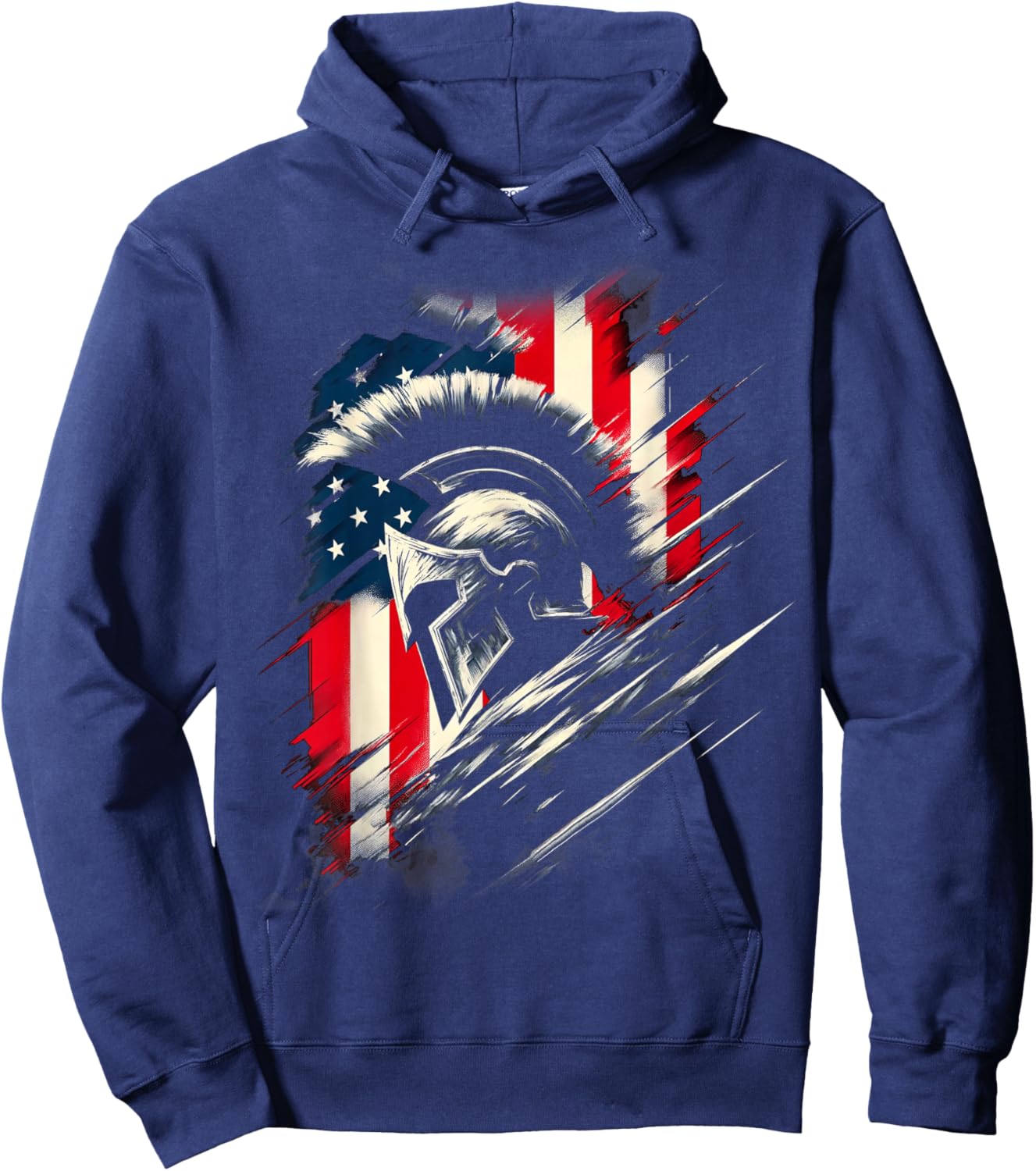 Spartan Patriotic Molon Labe American Flag Spartan USA Greek Hoodie - Hoodie | Navy