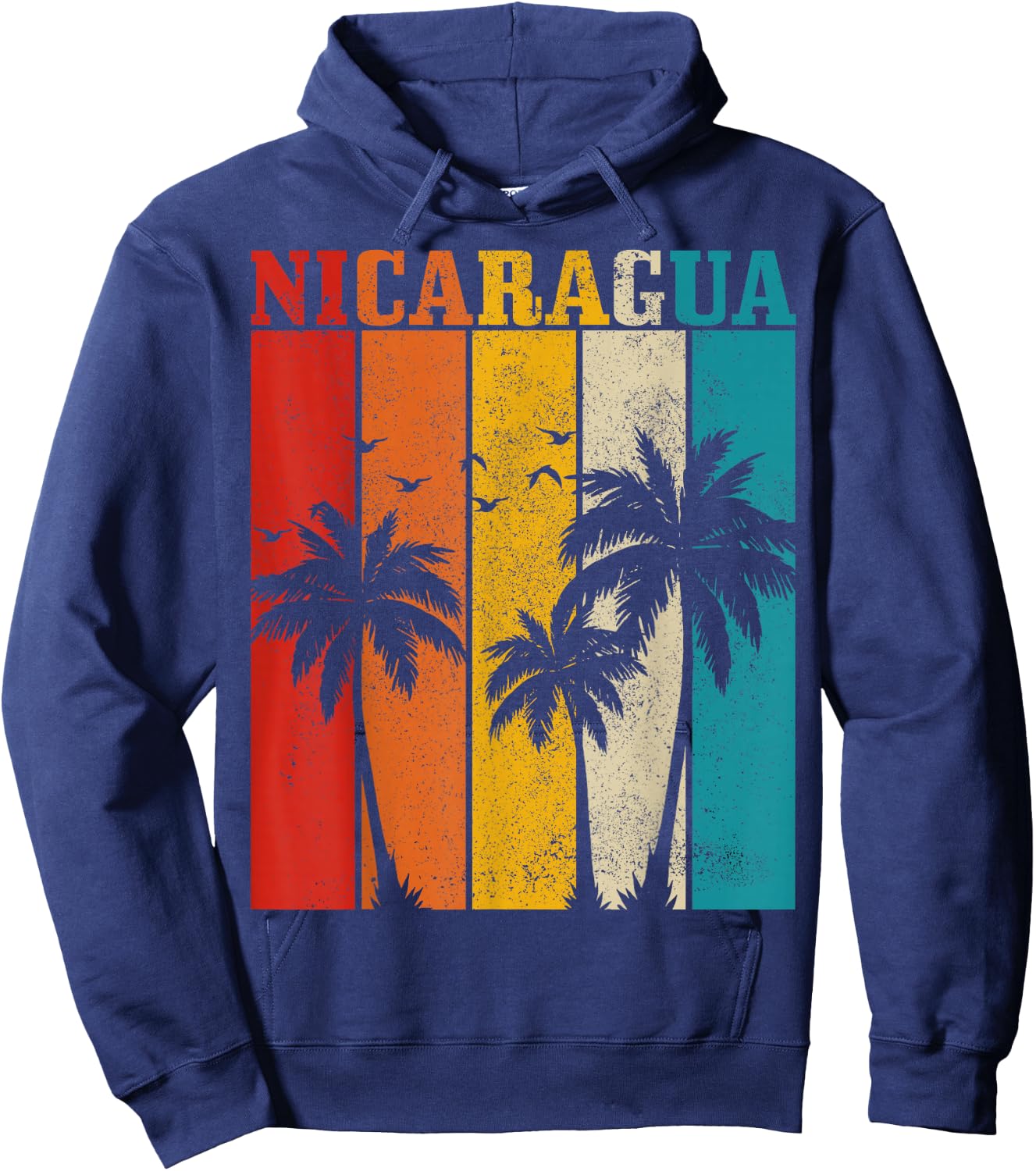 Nicaragua Vintage Palm Trees Surfer Nicaraguan Souvenir Nica Hoodie - Hoodie | Navy