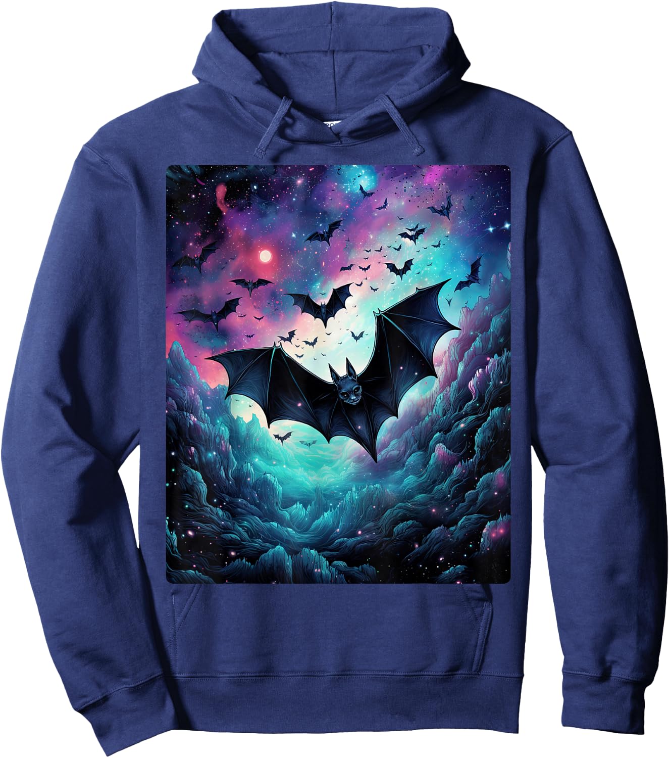 Gothic Bat Spooky Bats Pattern Moon Night Hoodie - Hoodie | Navy