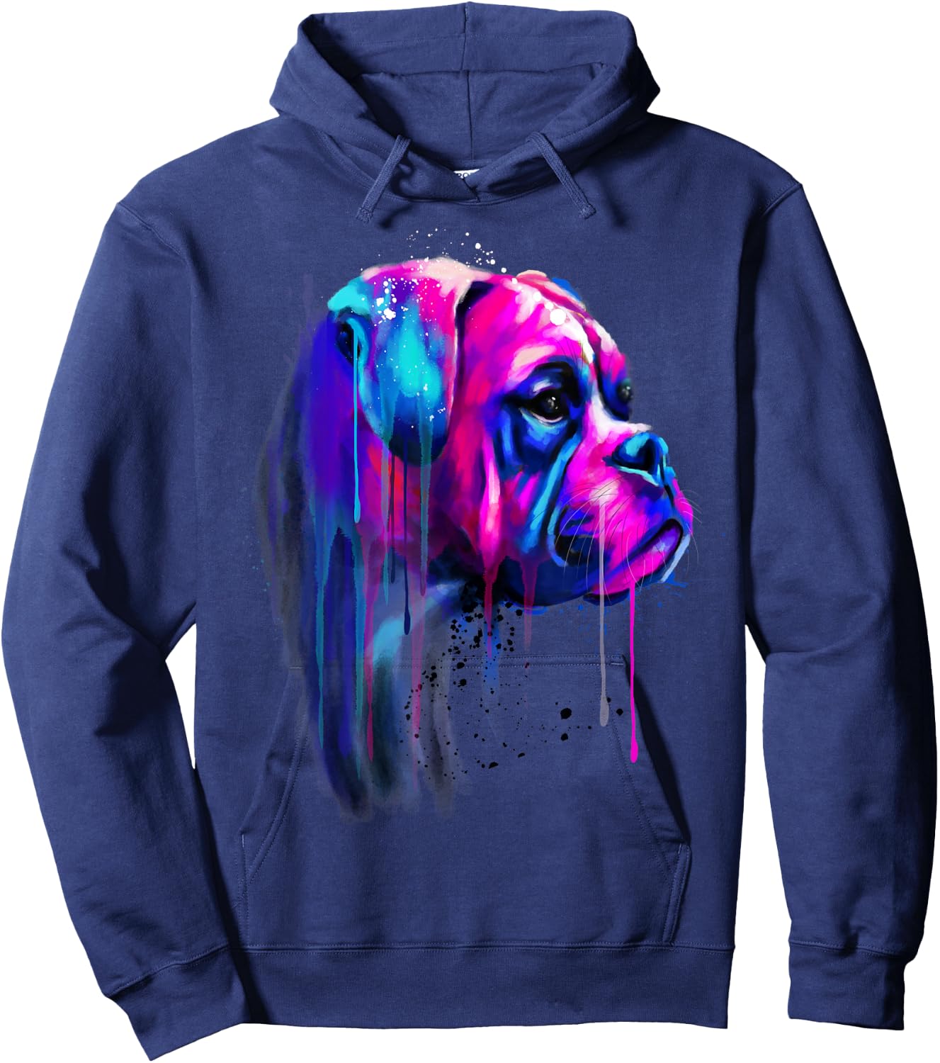 Colorful Boxer Dog Art Watercolor Hoodie - Hoodie | Navy