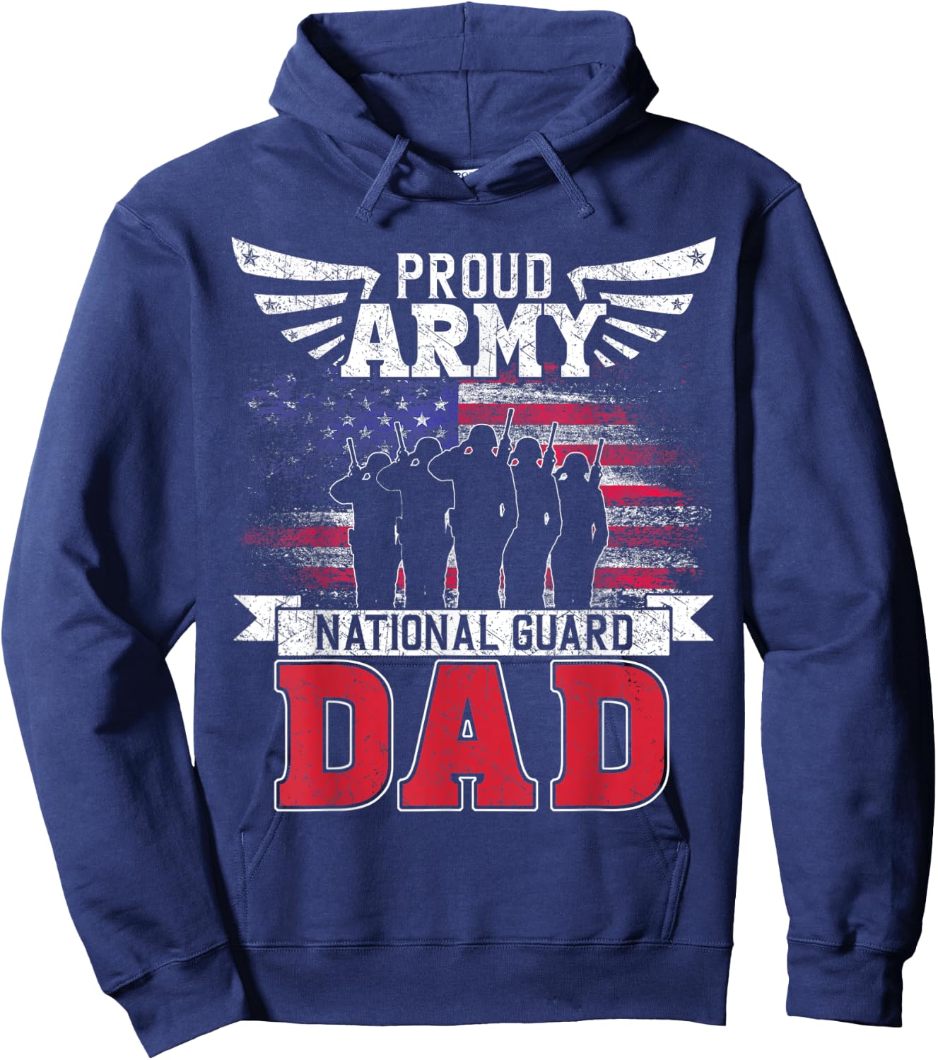 Proud Army National Guard Dad Father Soldier Father's Day Hoodie - Hoodie | Navy