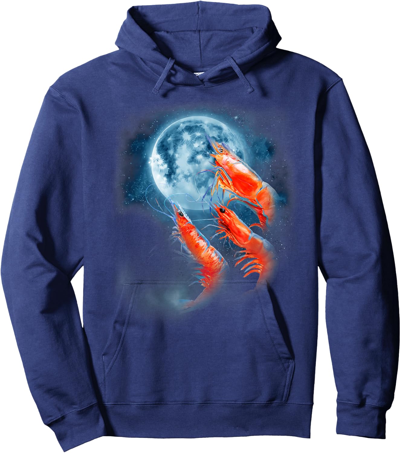 Funny Prawn Shirt - Shrimp Shirt - Howling at the Moon Hoodie - Hoodie | Navy