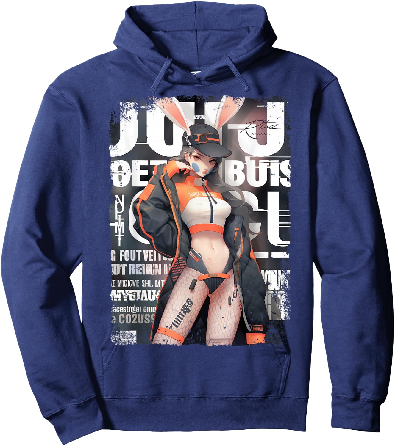 Magazine Cover Vintage Girl Bunny Collage Sexy Model Pin-Up Hoodie - Hoodie | Navy
