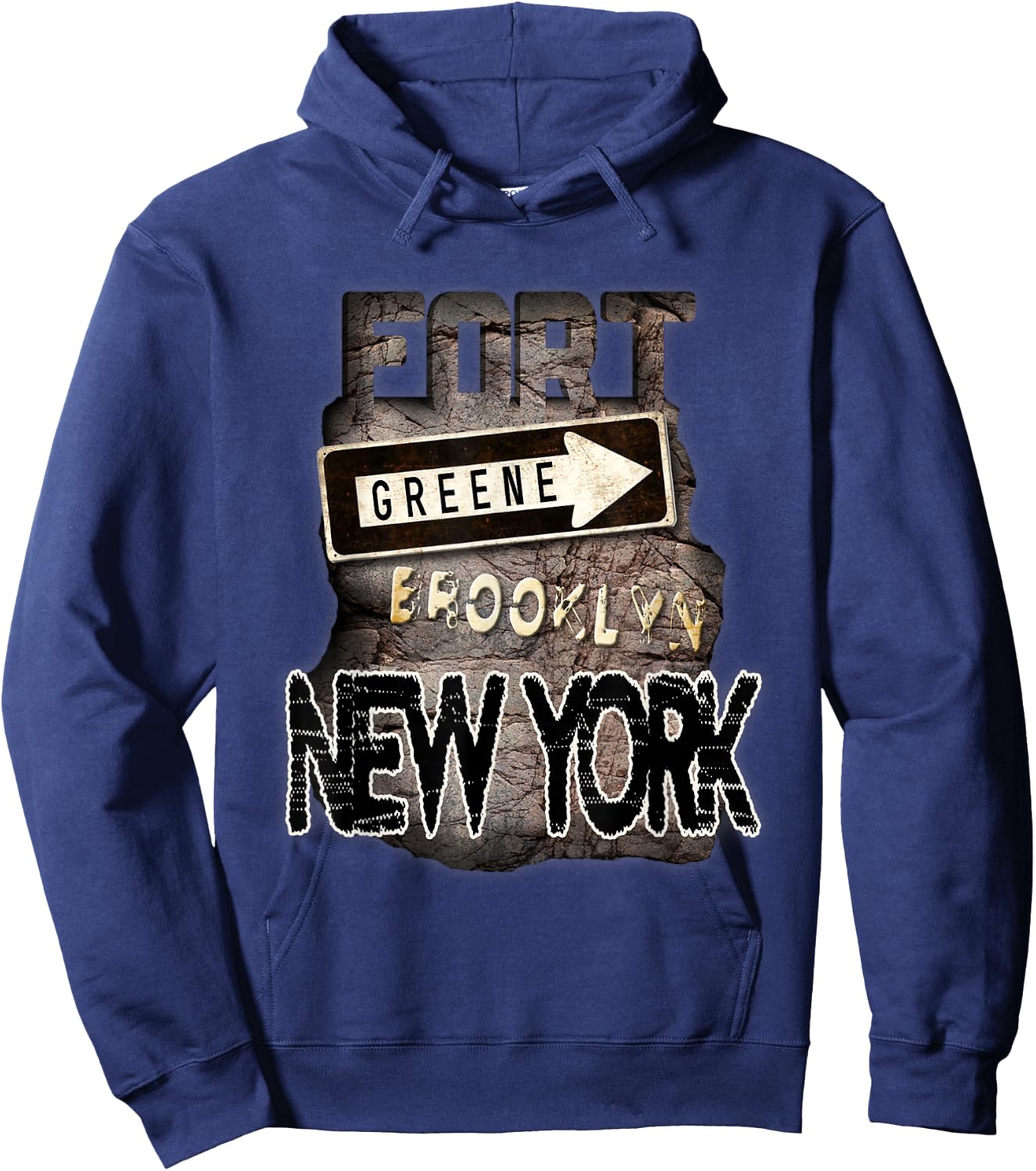 Fort Greene Brooklyn New York Graphic Art Hoodie - Hoodie | Navy