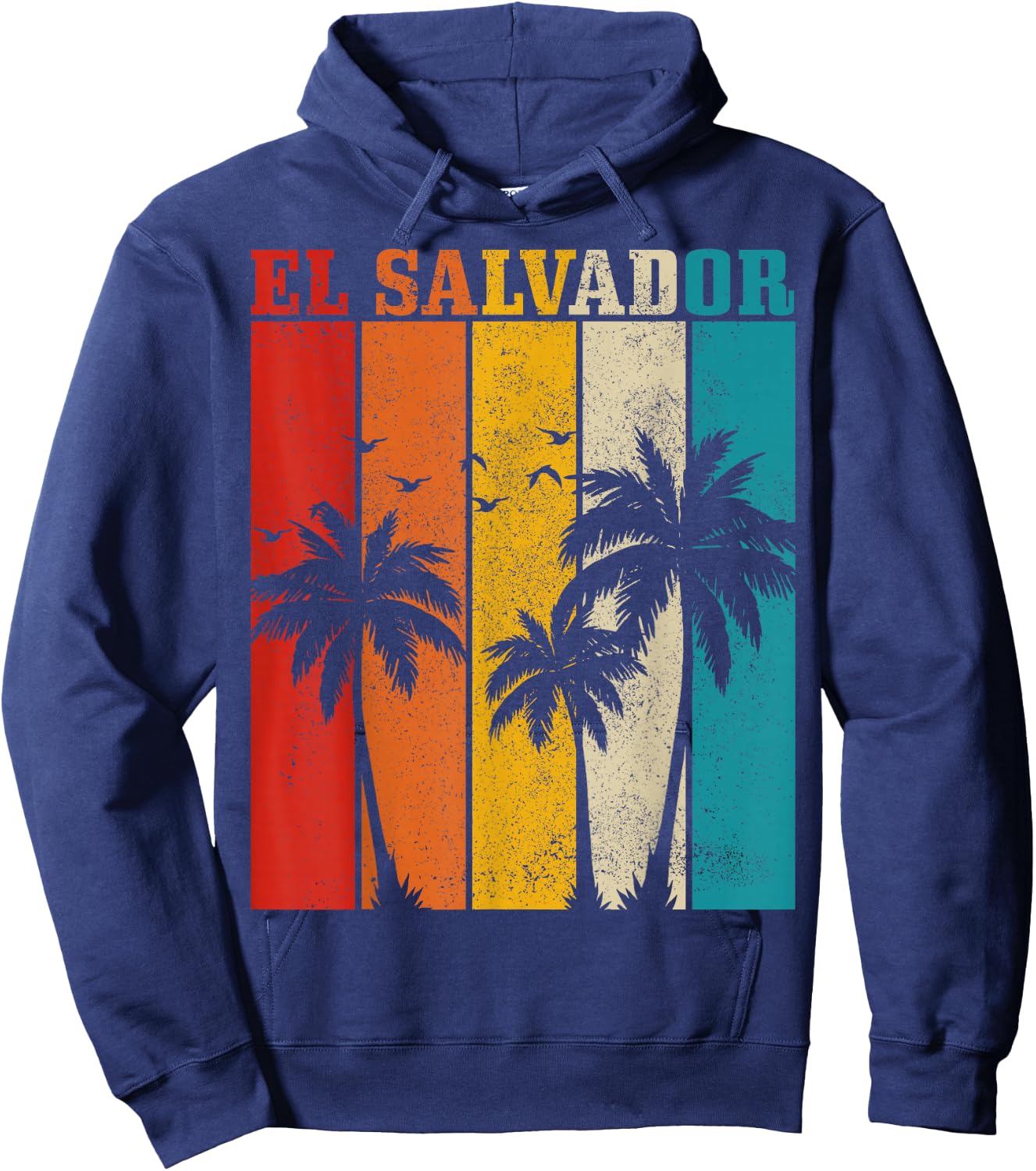 El Salvador Vintage Palm Trees Surfer Salvadoran Souvenir Hoodie - Hoodie | Navy