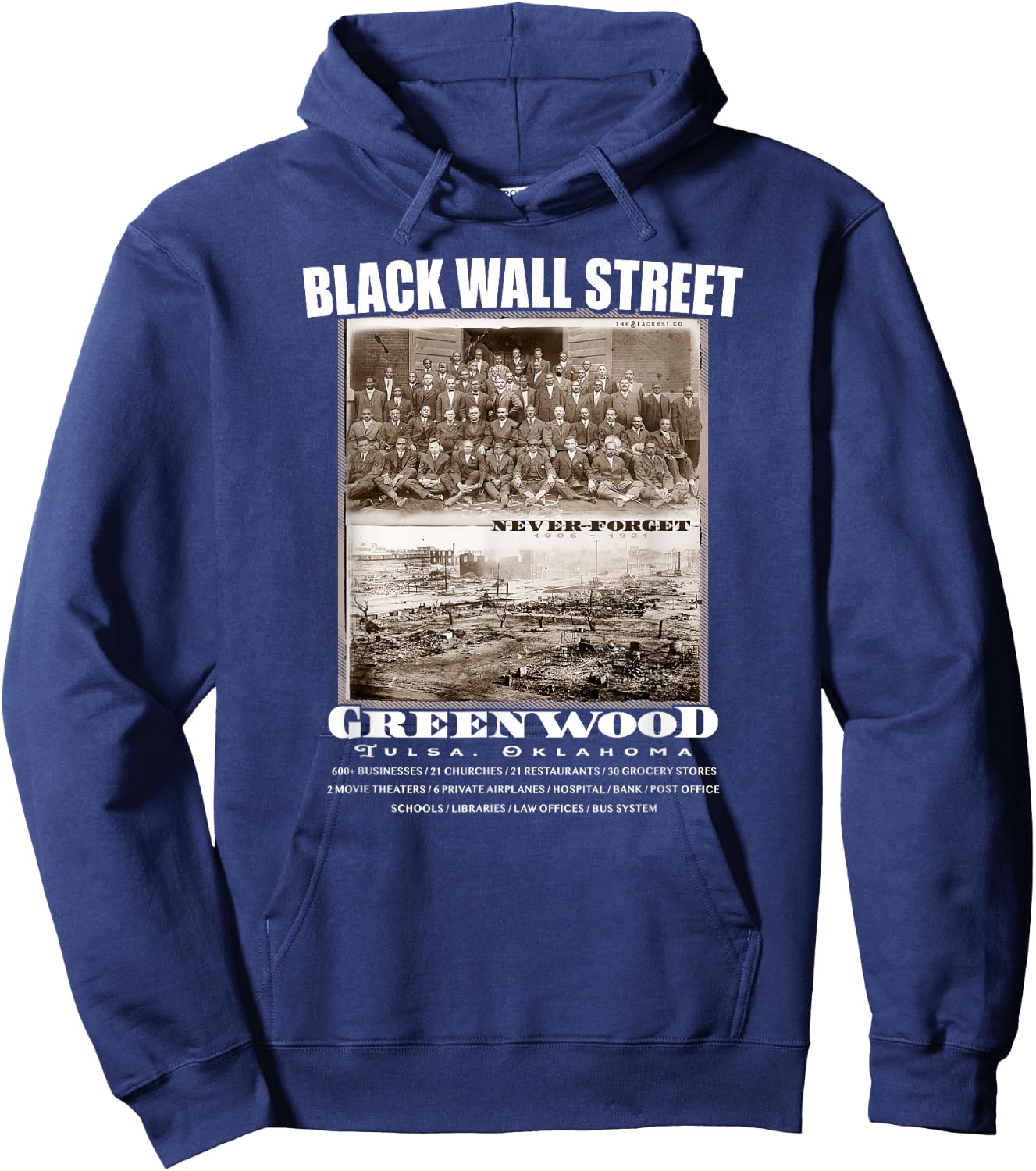 Black Wall Street - Vintage History Before And After Photos Hoodie - Hoodie | Navy