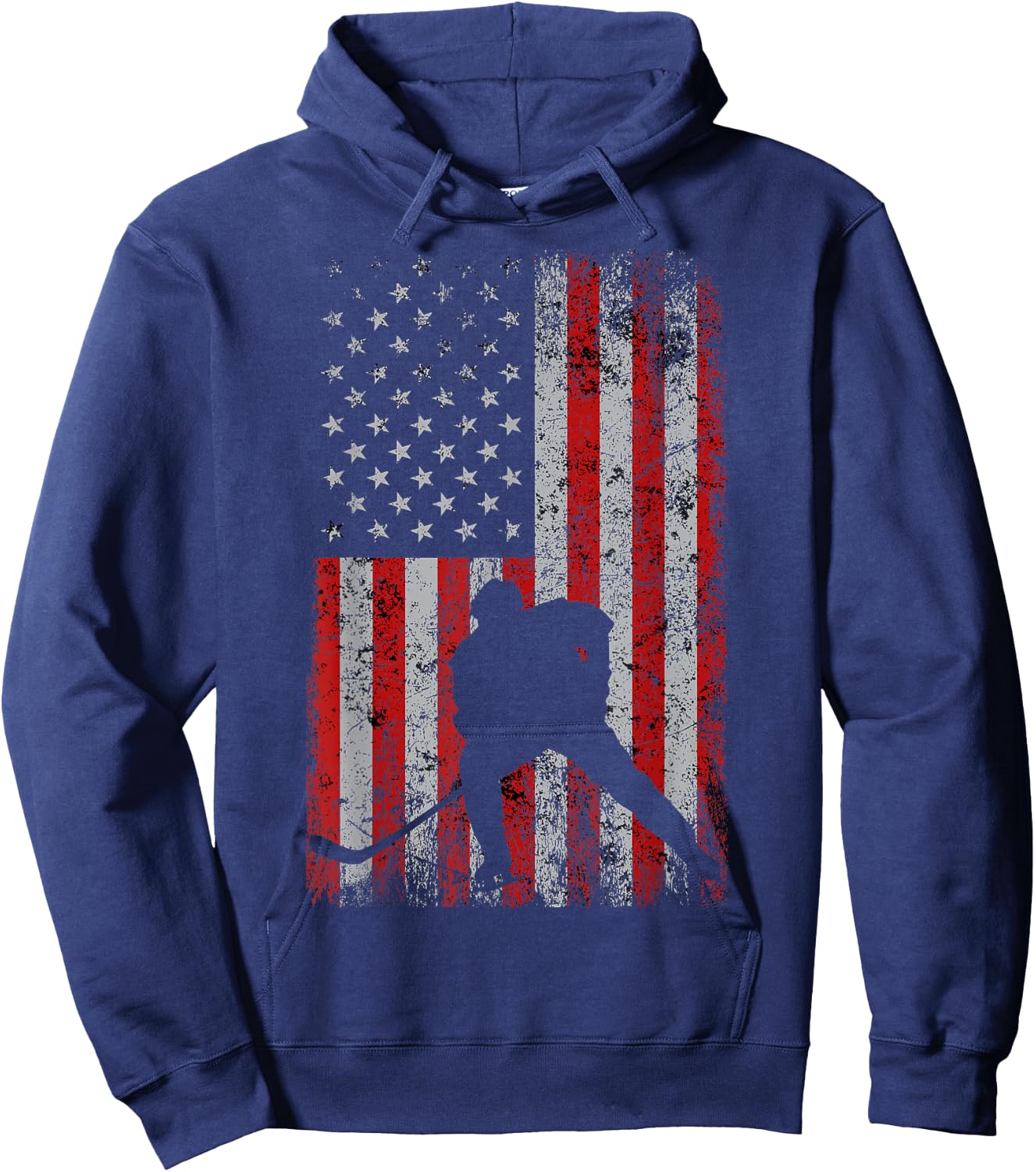 Patriotic American Flag Ice Hockey Gift Hockey Player Fan Hoodie - Hoodie | Navy
