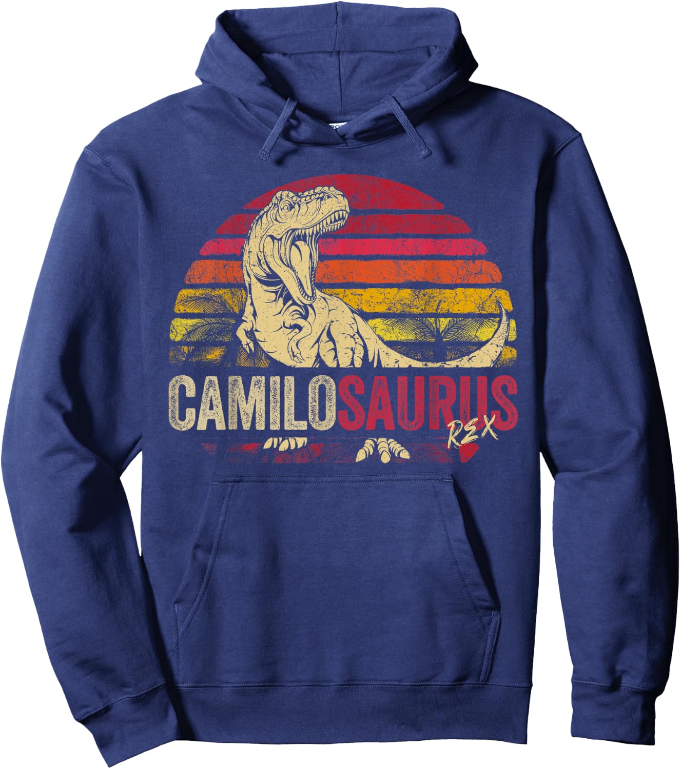 Camilo Saurus Funny Personalized Dinosaur T Rex Boys Name Hoodie - Hoodie | Navy