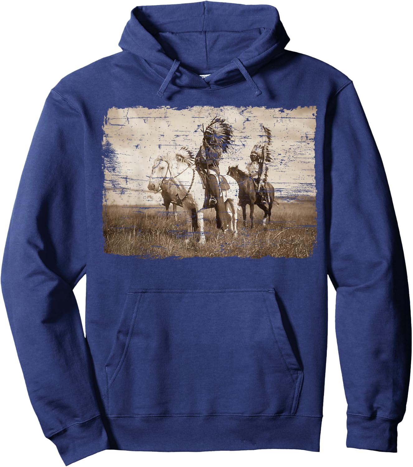 Native American Chief Head Indians Warbonnets Headdress Hoodie - Hoodie | Navy