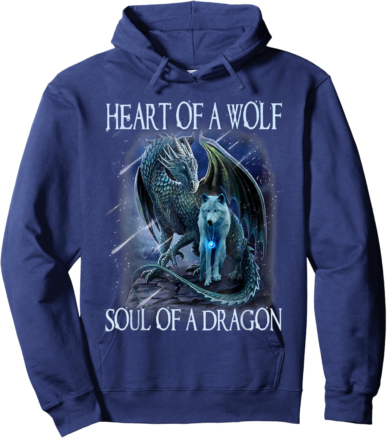 Heart of Wolf Soul of A Dragon - Cool Dragon - Wolf Warrior Hoodie - Hoodie | Navy
